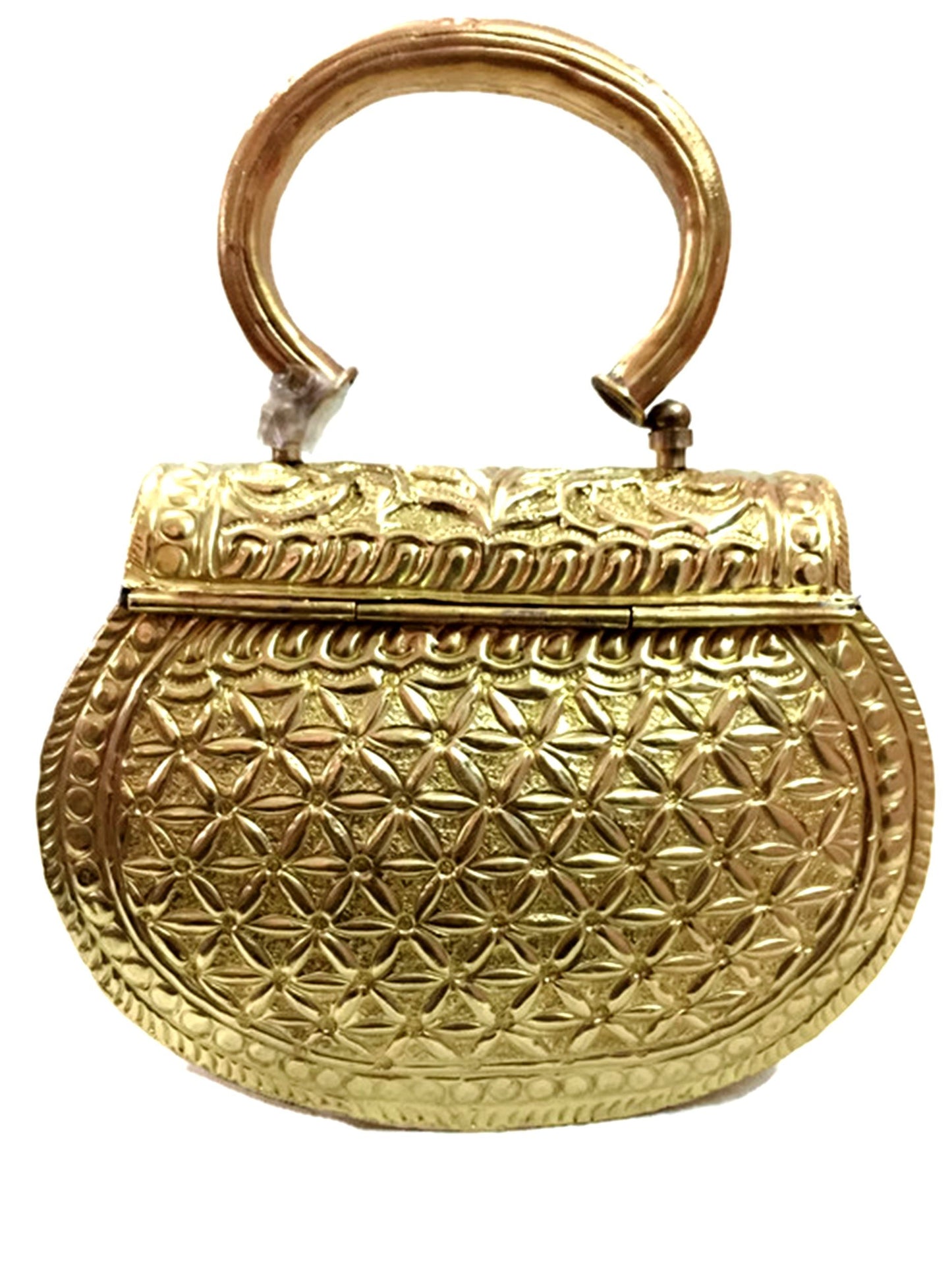 Trend Overseas Golden Hnadle clutches Vintage Handmade Brass Handbag for women party Bride marriage clutch