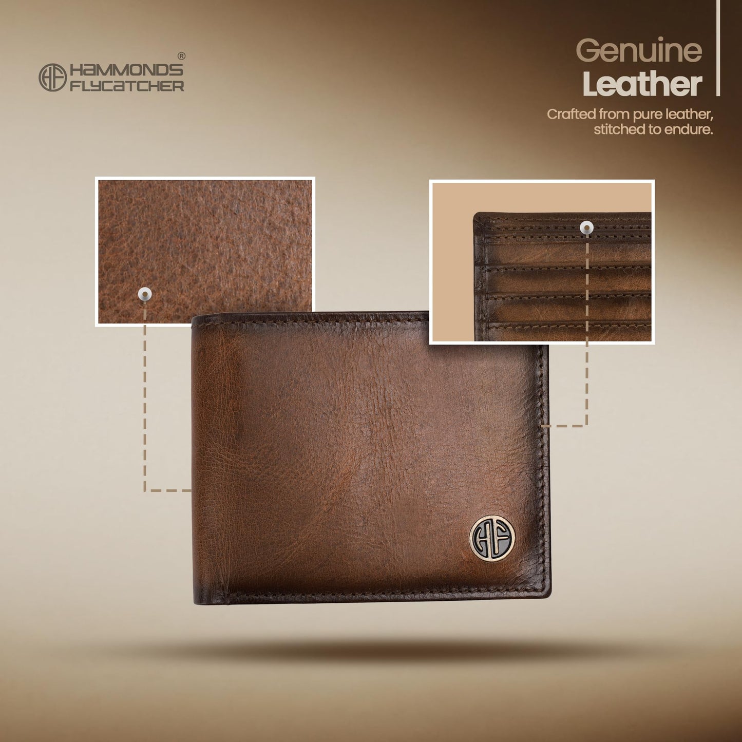 HAMMONDS FLYCATCHER RFID Protected Bi-Fold Wallet for Men Leather Original, Mens Wallet, Leather Wallets for Men, Premium Classic Purse with 6 Card Slots, Coin Pocket, Gift for Mens - Burnt Tan