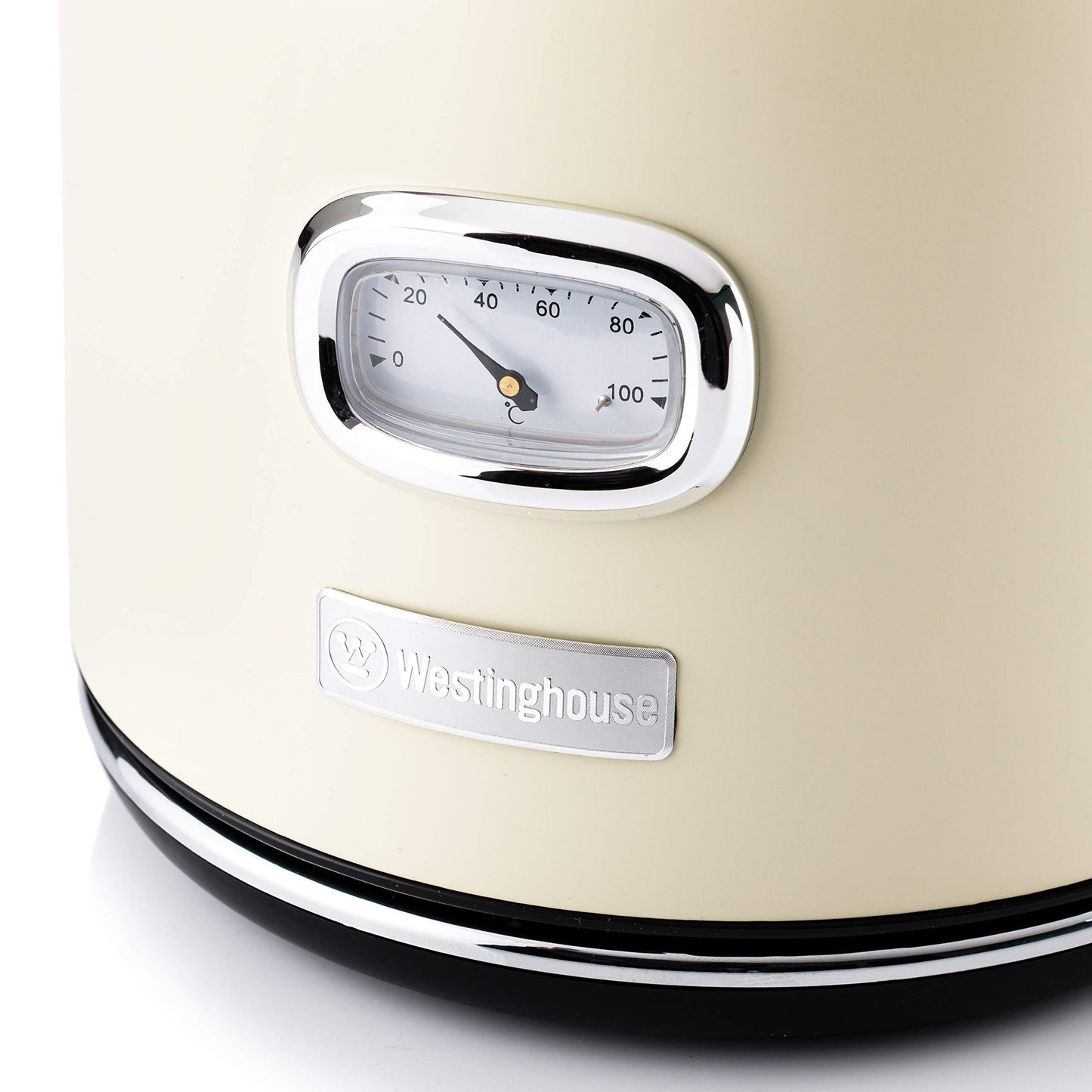 Westinghouse 1.7L 2200W Retro Series Electric Kettle | Fast Boil, Water Boiler For Hot Drinks, Quiet Boil & Detachable Filter | Temperature & Water Level Indicator | 2 Years Warranty (White)