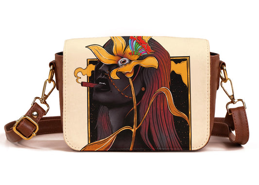 Kalankit Shoulder Bag for Woman | Vegan Leather Sling Bags for Women | Compact Crossbody Purse, Stylish Side Sling Bag & Valentine Gift for Girlfriend | Sunflowers & Cigars