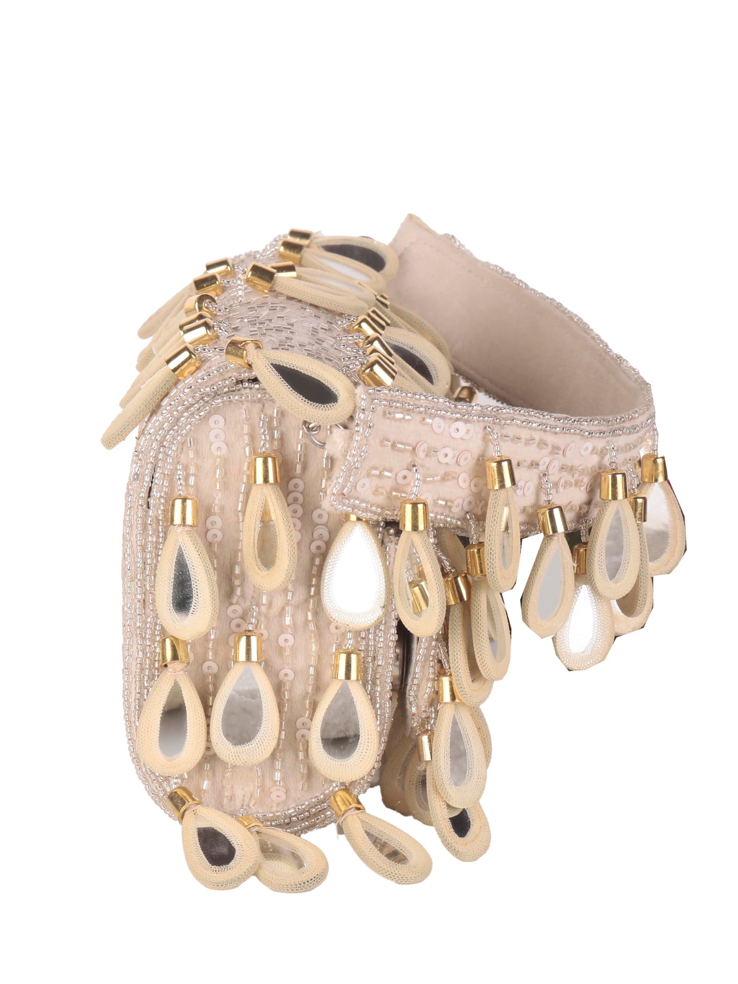 SWISNI embellished bride clutch II Women's Traditional Designer Clutch For Women & Girls II FLAP BAGS (Beige)