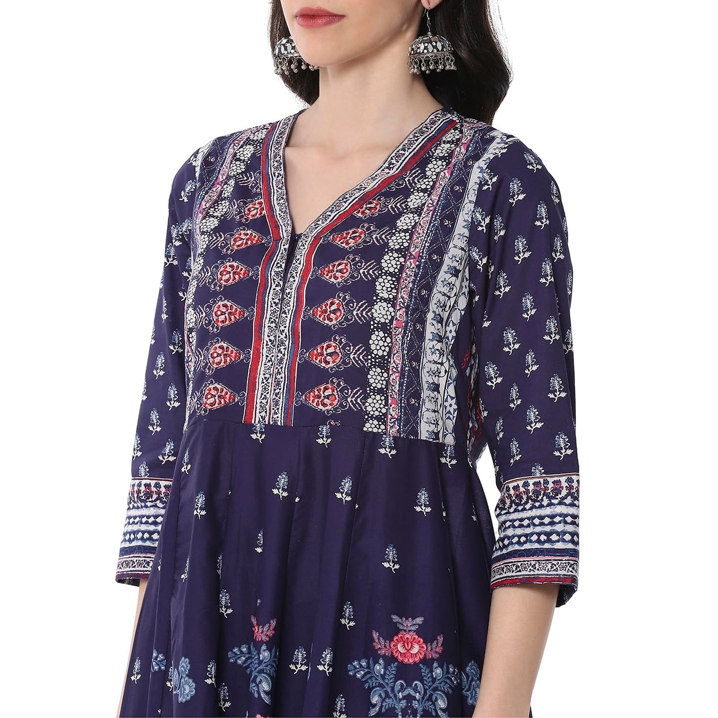 Biba Women's Cotton Kurta, Bottom, Dupatta (SKDCHZ10836SS25OWHT_Blue