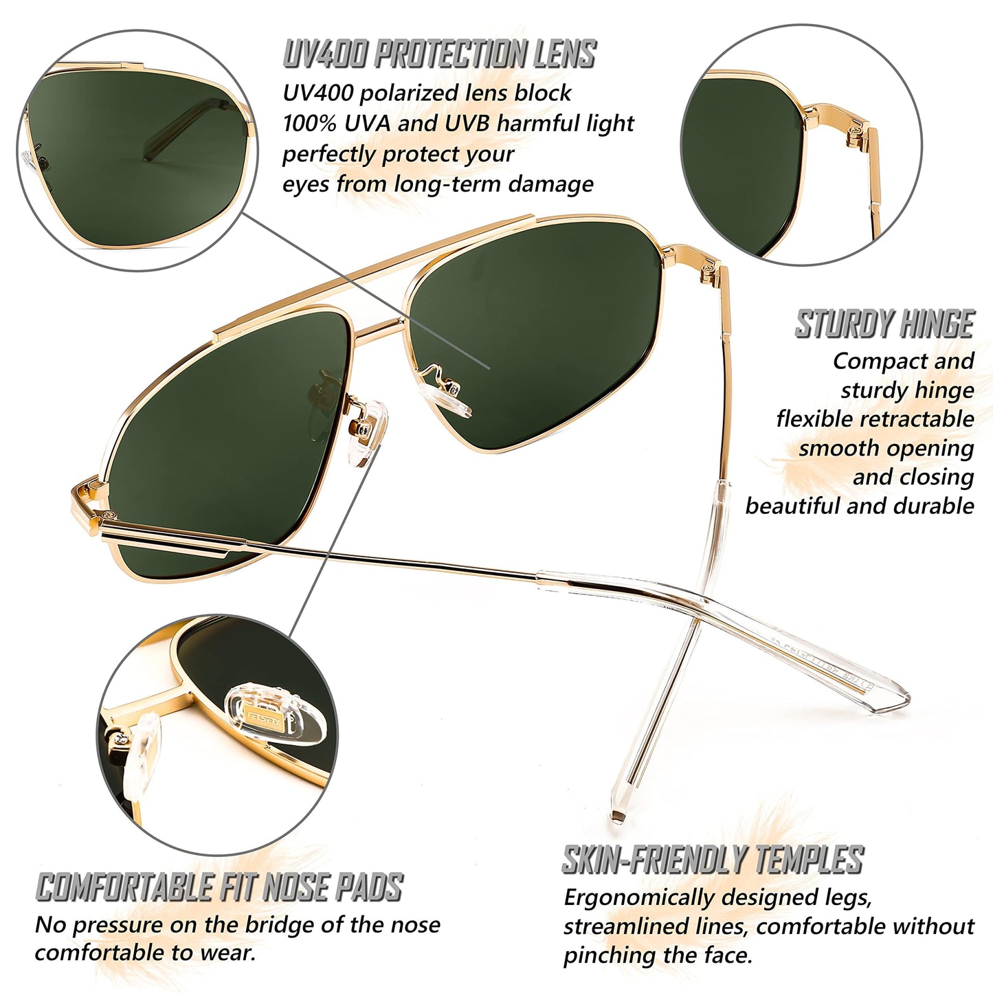 Karsaer Retro Aviator Polarized Sunglasses Women Men 90s Small Vintage Shades Trendy Mirrored Sunglasses E1101