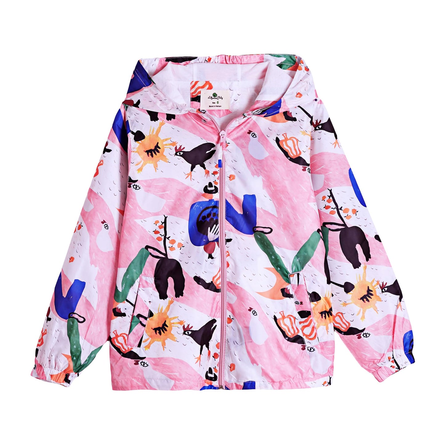 Hopscotch Girls Pink Full Sleeves Hooded Windbreaker Bomber Jacket For Ages (5-6 Years)