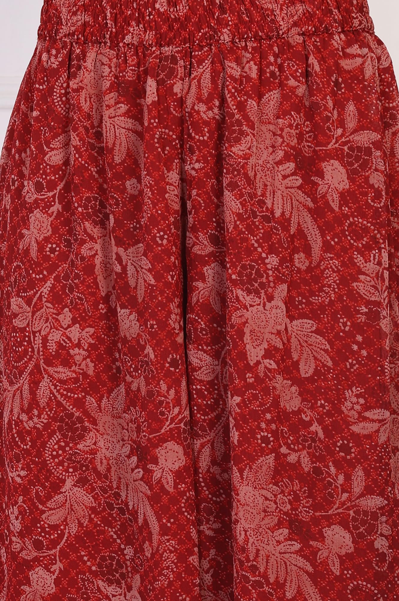 W for Woman Floral Print Zari Work Anarkali Chiffon Kurta with Flared Pant and Dupatta Set (WS13165)