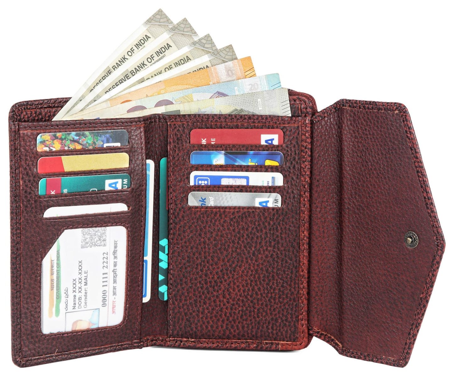 WildHorn Genuine Leather Ladies Wallet – Elegant Women's Clutch Purse with 10 Card Slots, Perfect for Daily Use (Bombay Brown)