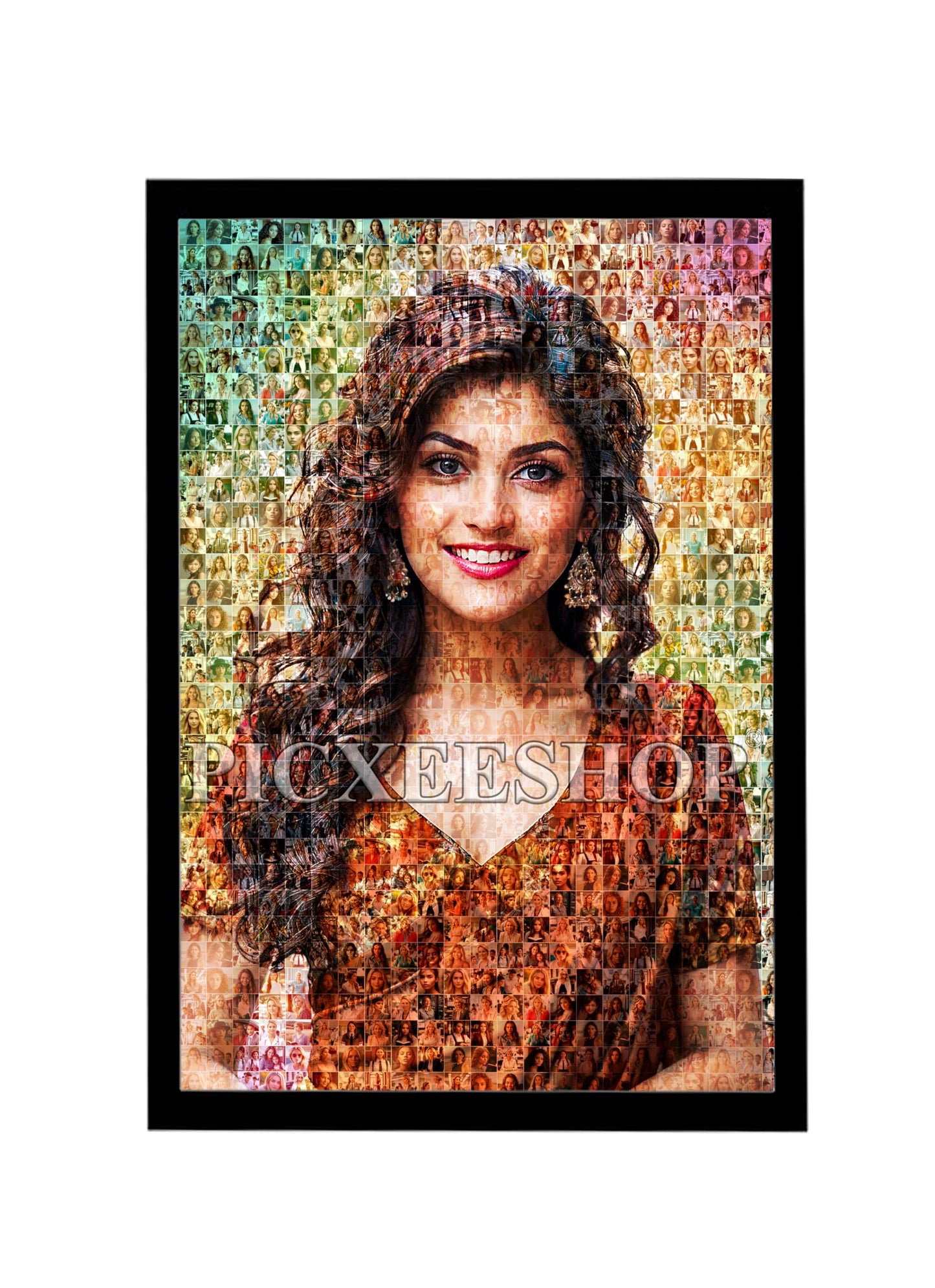 picxeeshop Personalized Mosaic Photo Frame, Moisture and Scratch Resistant, No Glass on top (12x18 Inch)Rectangular, Tabletop, Wall Mount