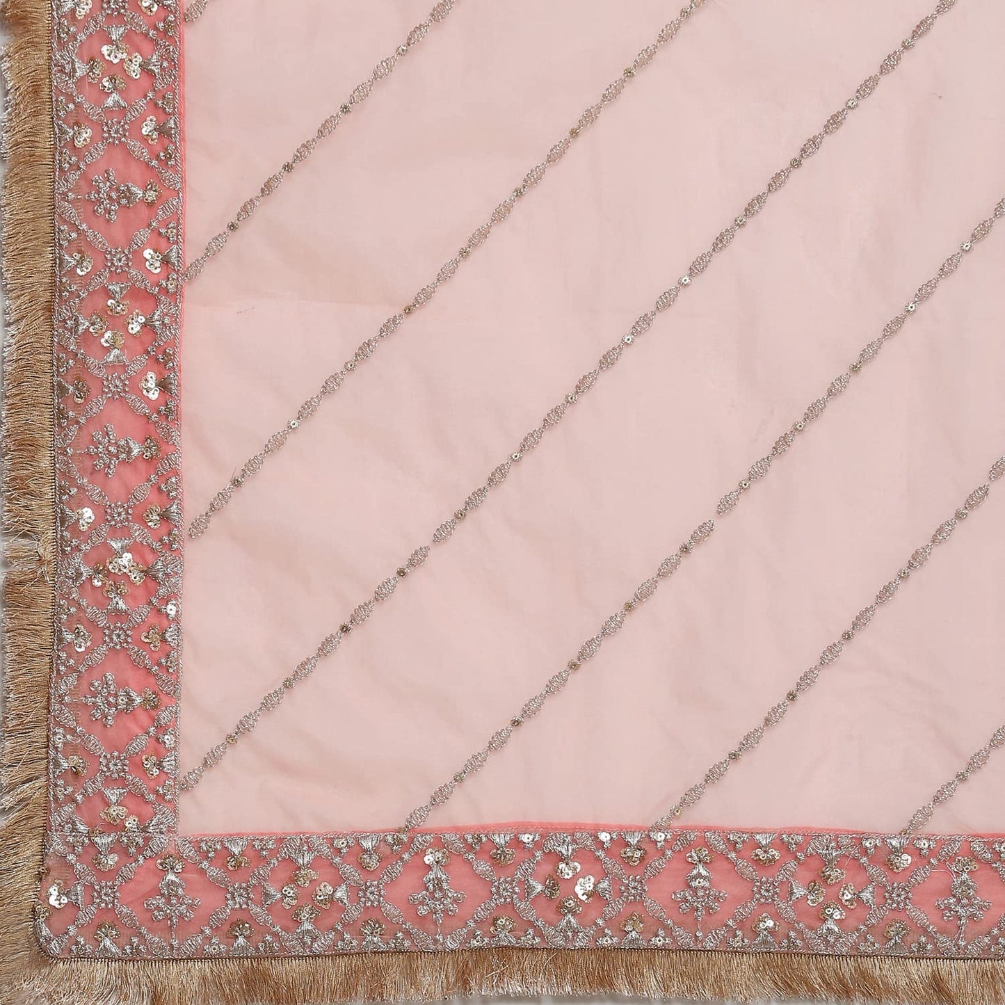 BIBA WOMEN EMBROIDERY RELAXED SALWAR KURTA DUPATTA(SKDKIRAN8471_OWHT/BLUSH PNK_32)