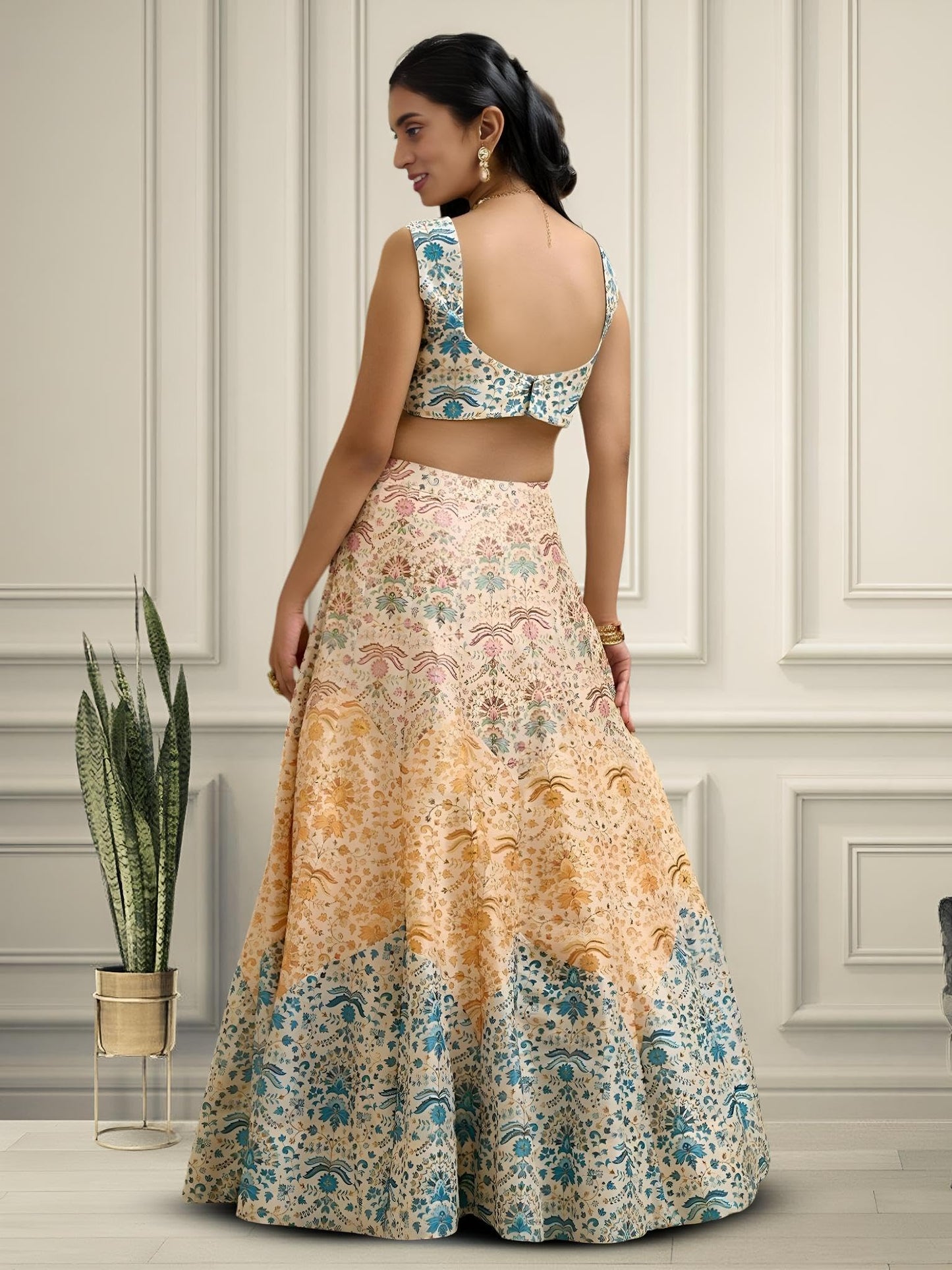 Zeel Clothing Women's Zari and Digital Print Work Art Silk Lehenga Choli with Dupatta (5073-Multi-Womens-Lehenga-Choli-New; Free Size)