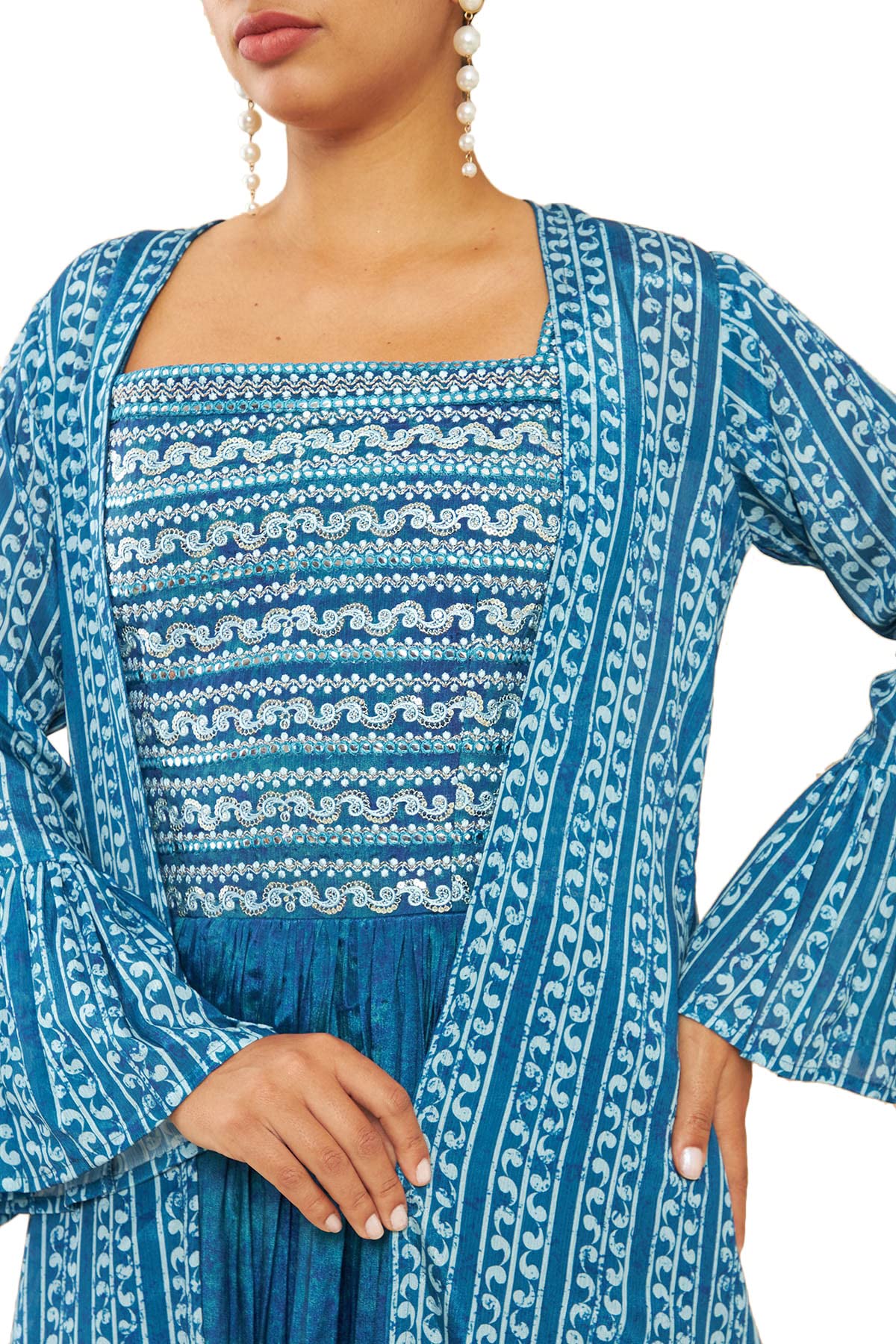 Soch Women Blue Chiffon Gown