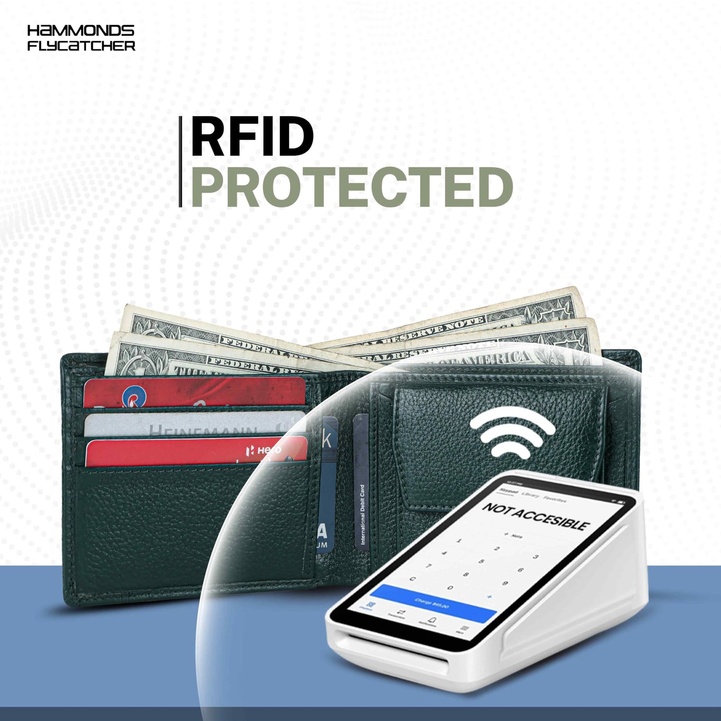 HAMMONDS FLYCATCHER Wallet for Men Leather Original, Mens Wallet, Leather Wallets for Men Stylish, Bi-Fold Wallets for Man, 6 Card Slots, Easy Access Card Slots, Coin Pocket, Gift for Mens - Green