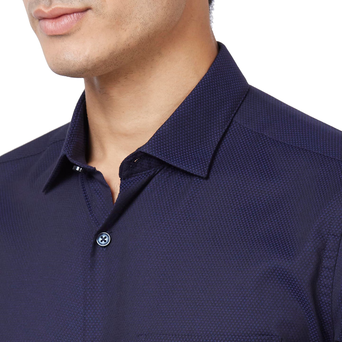 Park Avenue Men's Structure Regular Fit Shirt (Fancy Blue)