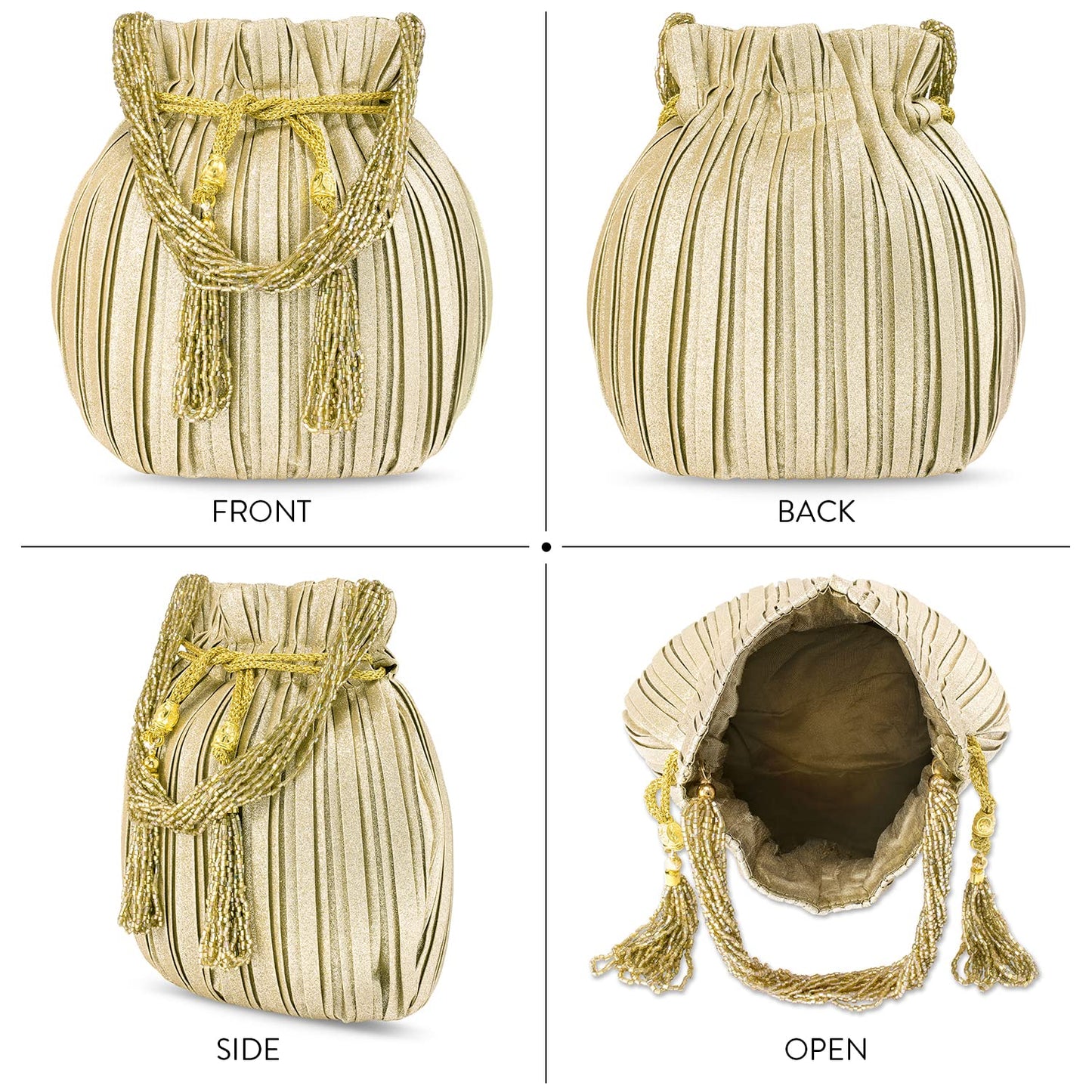 Peora Potli Bags for Women Evening Bag Clutch Ethnic Bride Purse with Drawstring (P63G)