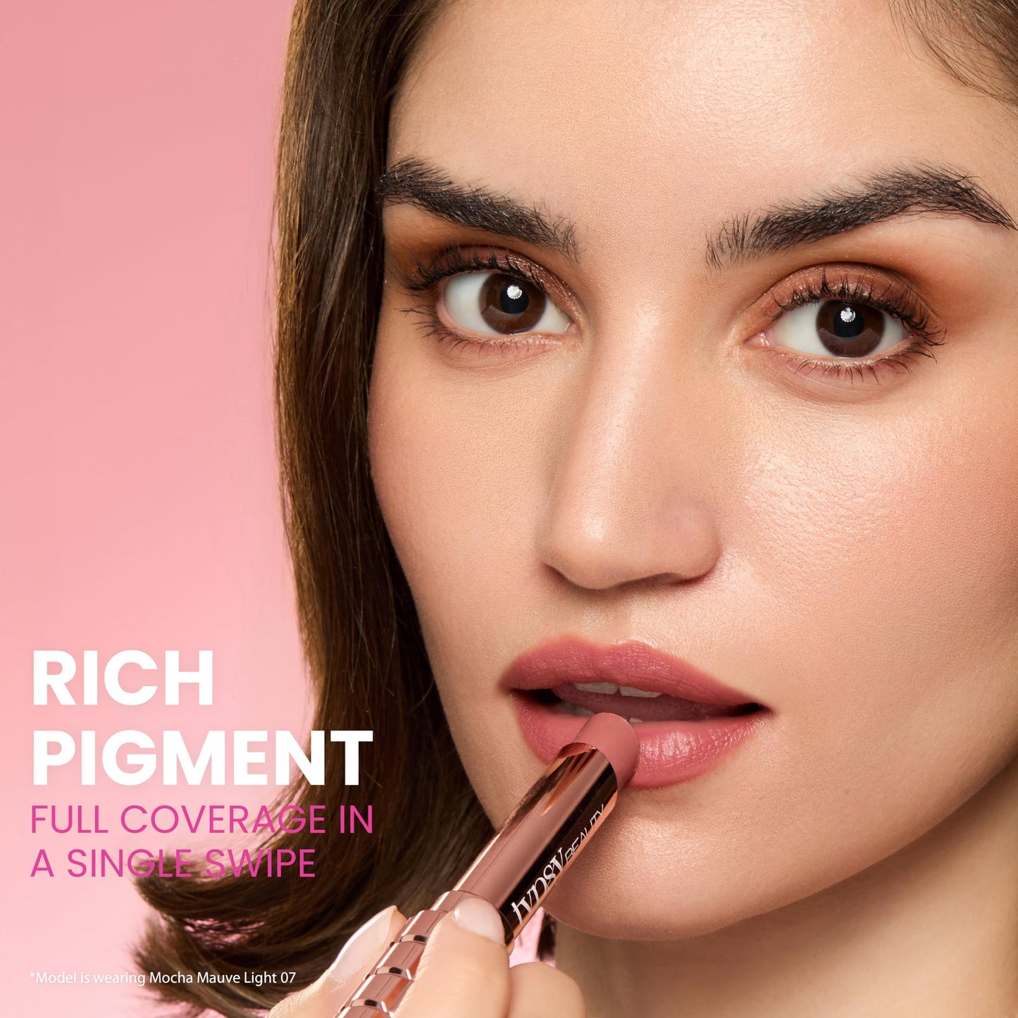 Typsy Beauty Cocoa Peptide Velvet Matte Lipstick | 8hr Wear, Soft Blur Finish, Lightweight Texture, Hydrating Nude Lipstick| Mocha Mauve Light 07 | Cocoa Peptides | Vegan & Paraben-Free 3.5g