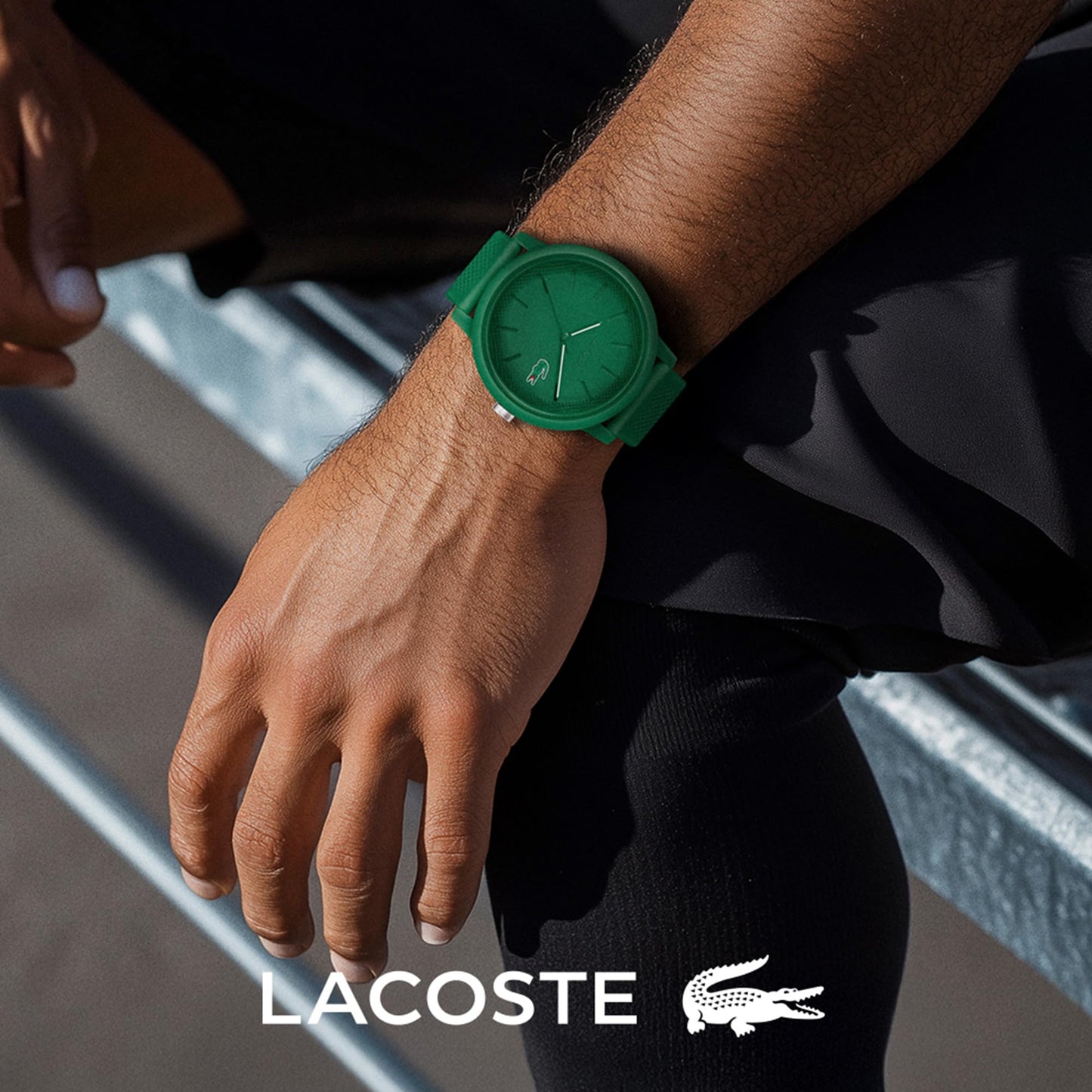 Lacoste Lacoste.12.12 Qtz Basic Green Round Dial Men's Watch|Green Silicone Material|Multi Color Band - 2011170