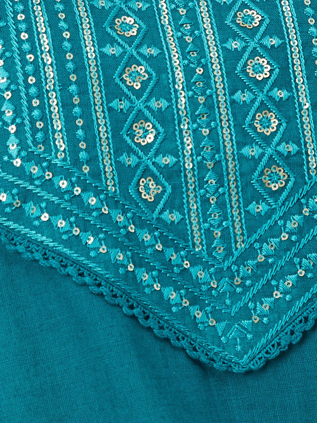 Max Women's Cotton Blend Regular Kurta (MAEKFE24RITEAL_Teal