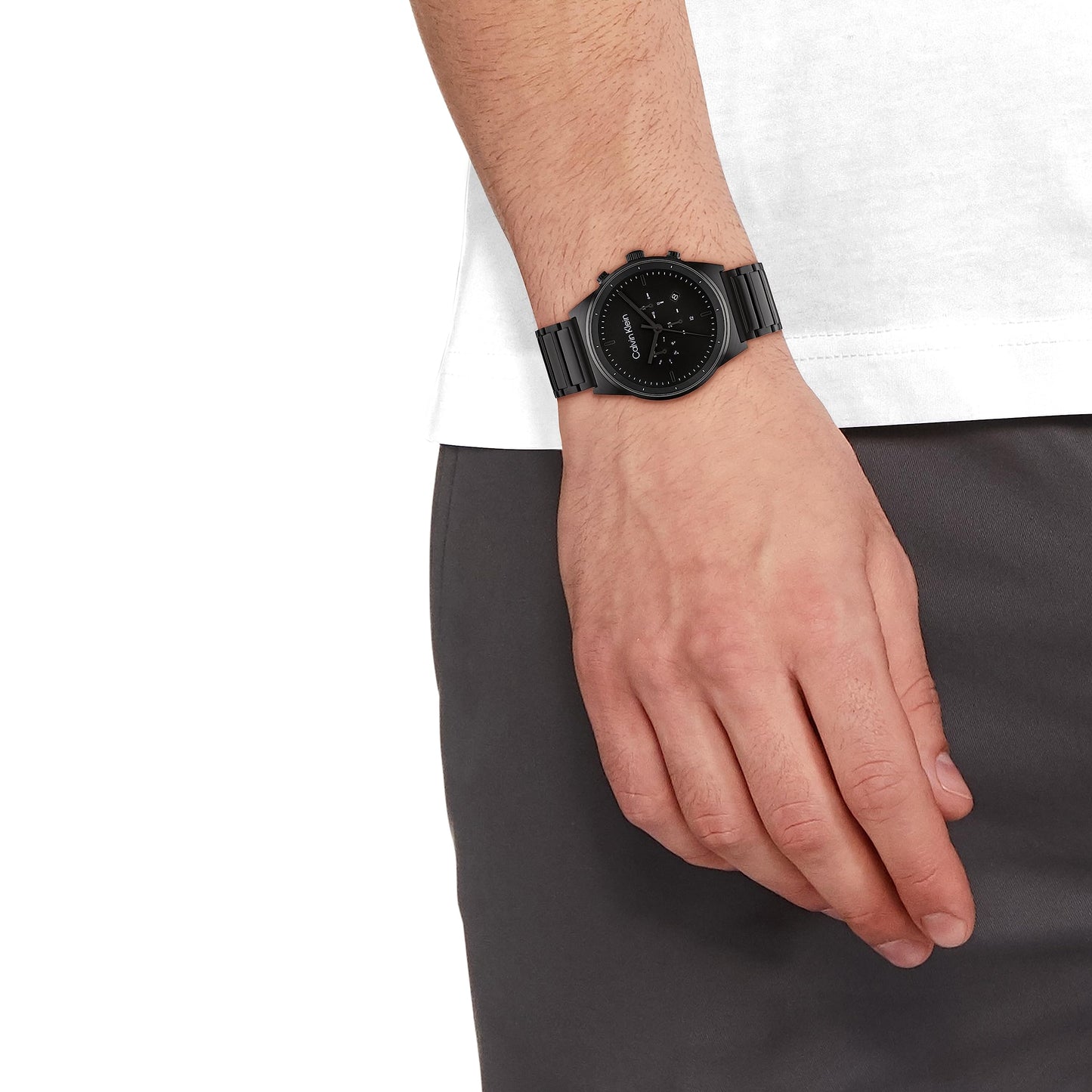 Calvin Klein Ck Impressive Qtz Multifunction Black Round Dial Men's Watch|Stainless Steel Material|Multi Color Band - 25200295