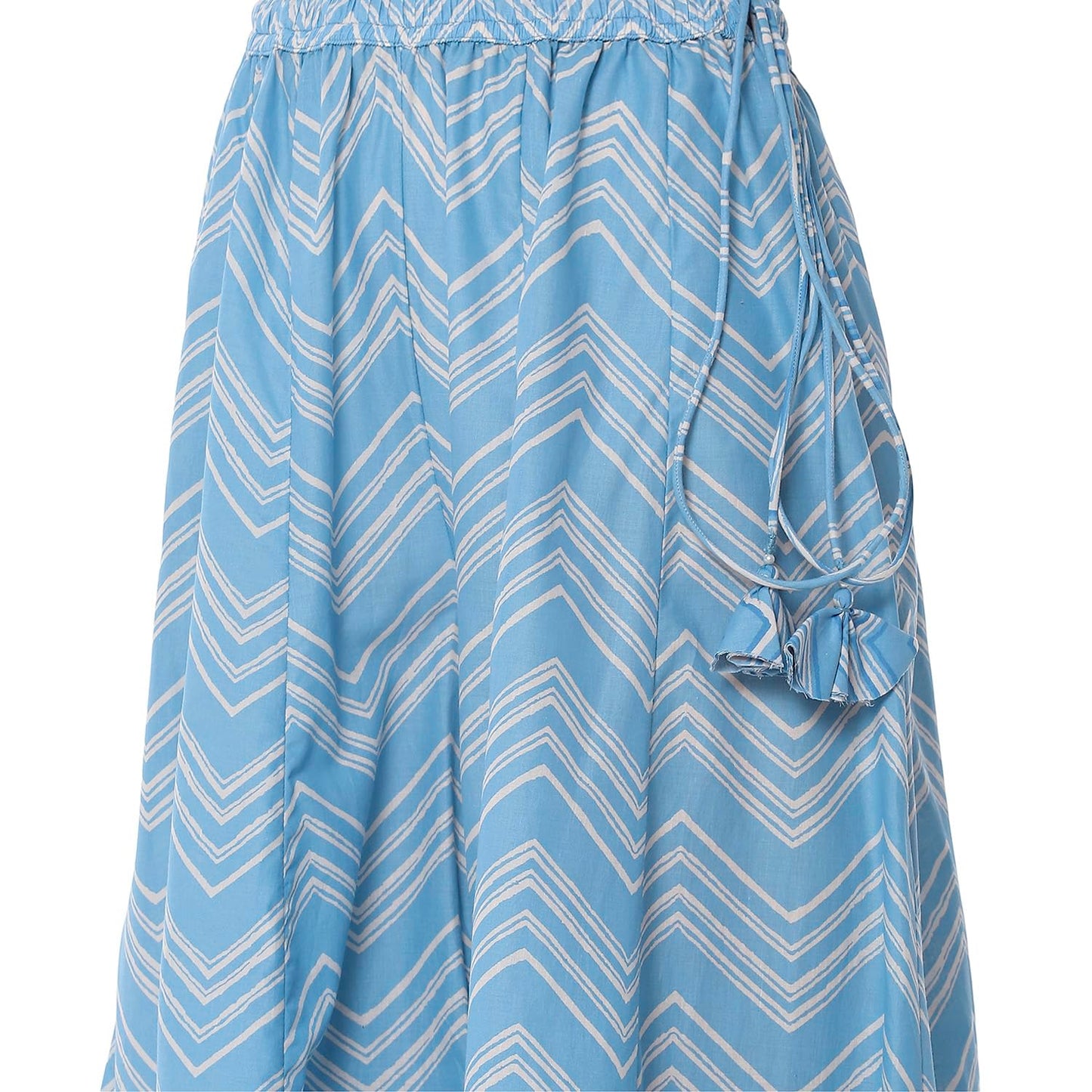 BIBA Women Blue Cotton Floral Strappy Straight Kurta Set_34