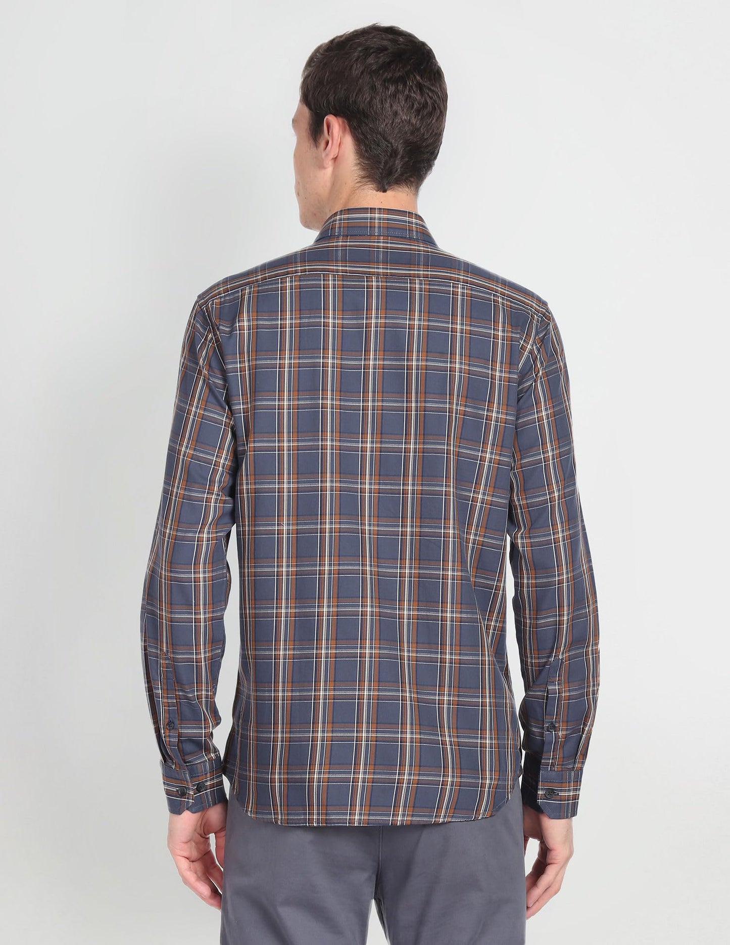 Arrow Men's Slim Fit Shirt (ASADOSH02257_Dark Grey