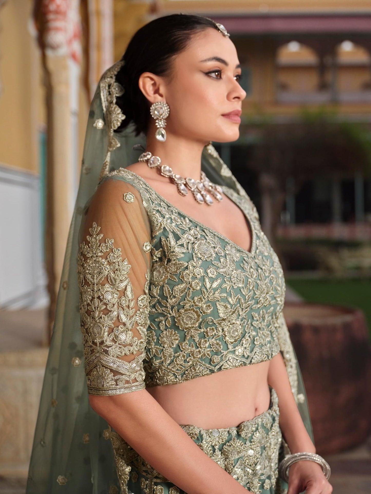 Zeel Clothing Women's Zari Sequins Embroidered Work Soft Net Lehenga Choli With Dupatta (6013-Women-Lehenga-Choli-Latest; Free size) (Yellow) (Pista)