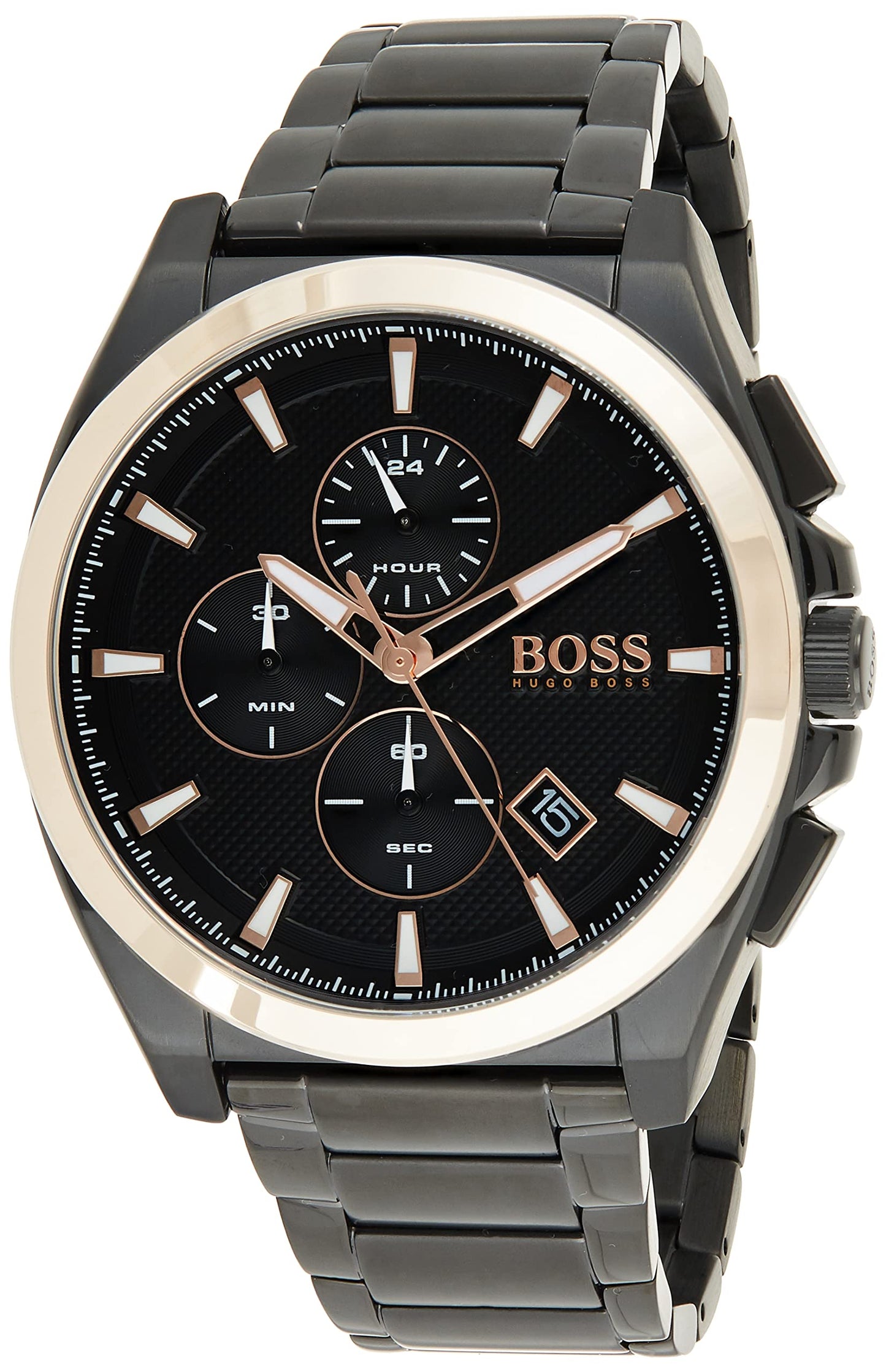 BOSS Mens Hugo Stainless Steel Grandmaster Analog Black Dial Watch-1513885