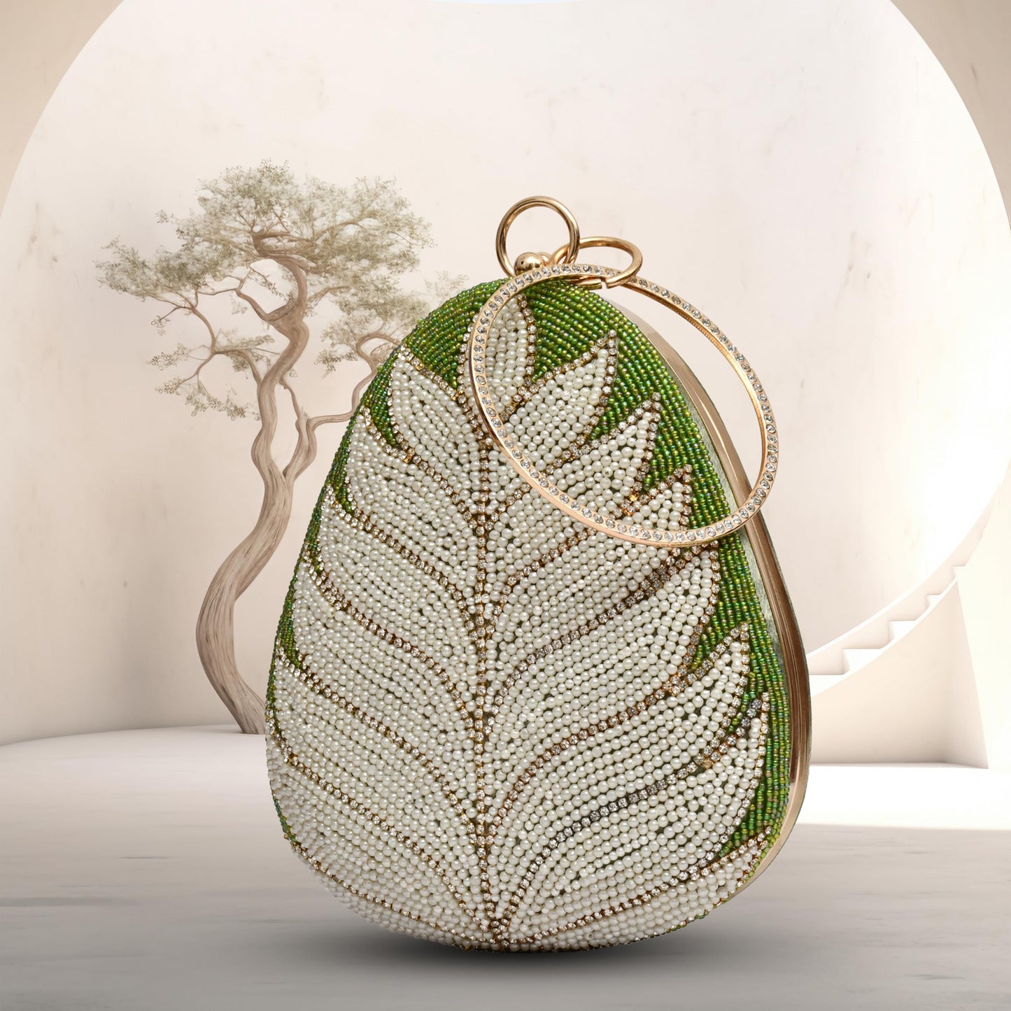 For The Beautiful You Green Handcrafted Women's Clutch (eg-132)