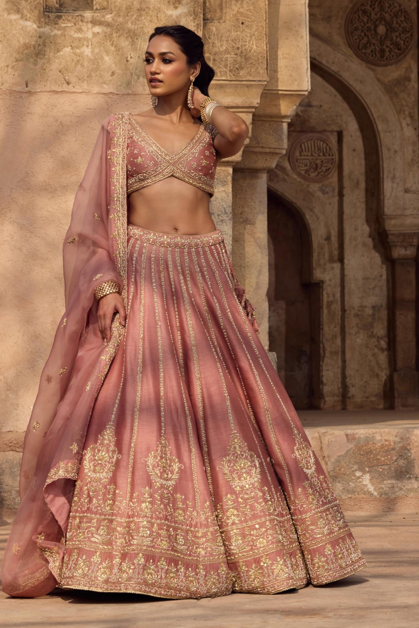 JIHU CULTURE Women’s Semi-Stitched Pink Fancy Silk Zari & Sequin Embroidered Lehenga Choli with Net Dupatta
