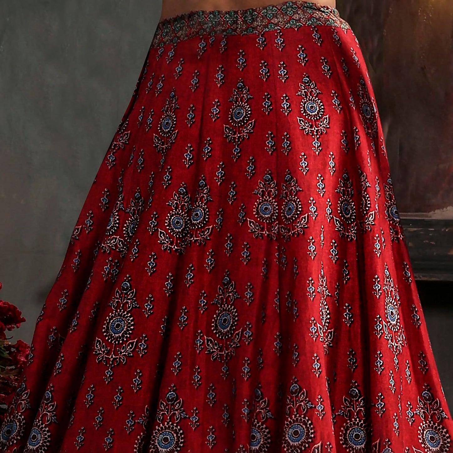 Biba Women's Silk Chanderi Lehenga Set (SKDRSTELE30317AW25RED_Red_32)