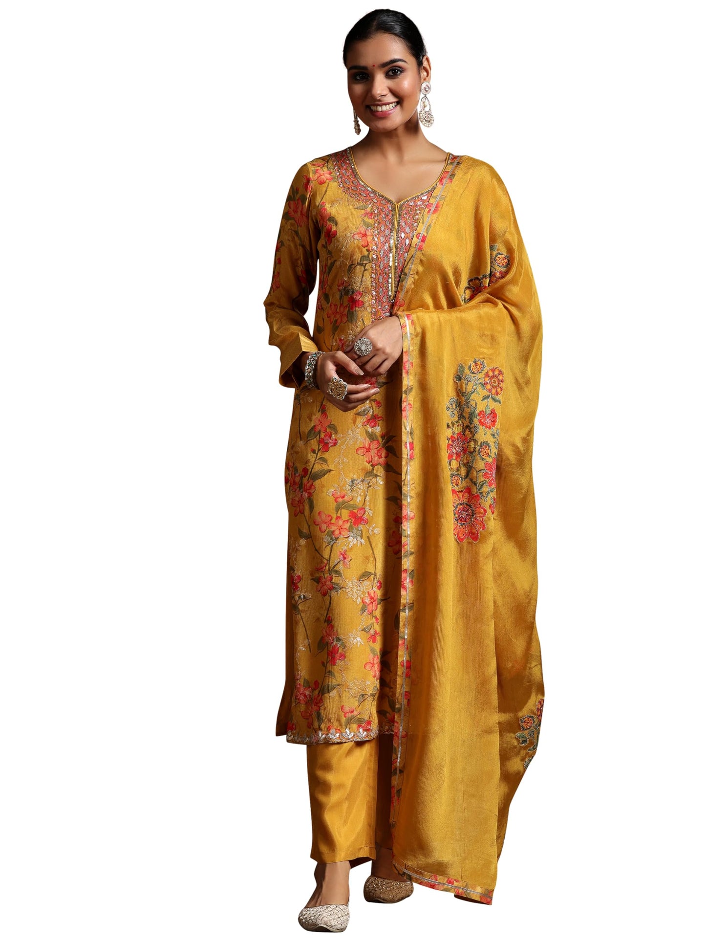 Libas Women's Silk Chiffon Kurta Set (270630R