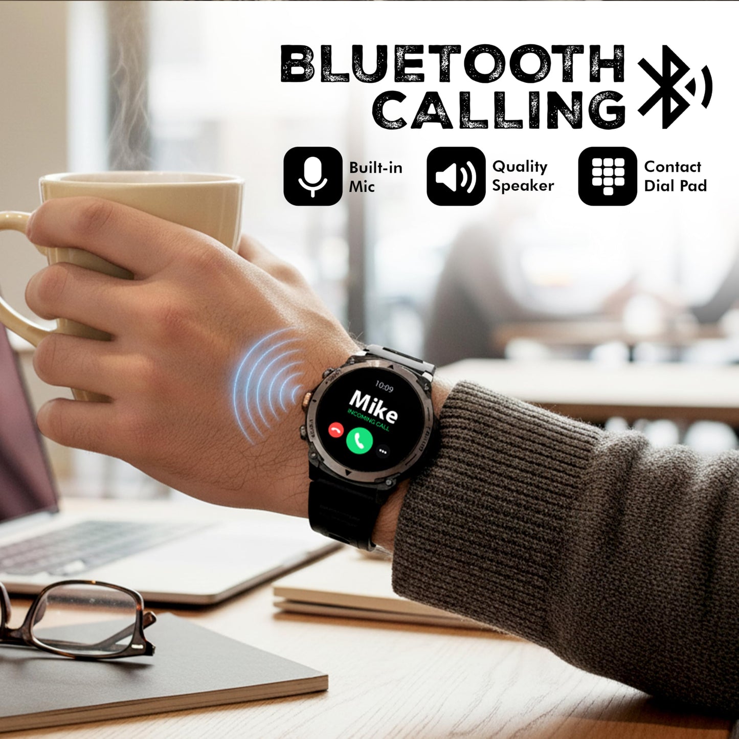 Nervfit Kinetic Pro2 Sports Smart Watch | 1.43'' TrueColor+ Super AMOLED with Always ON, High-Performance, Adventure Ready, Multi Sports Modes, BT Calling, Heart Rate, SpO2, BP, Music & Camera Control