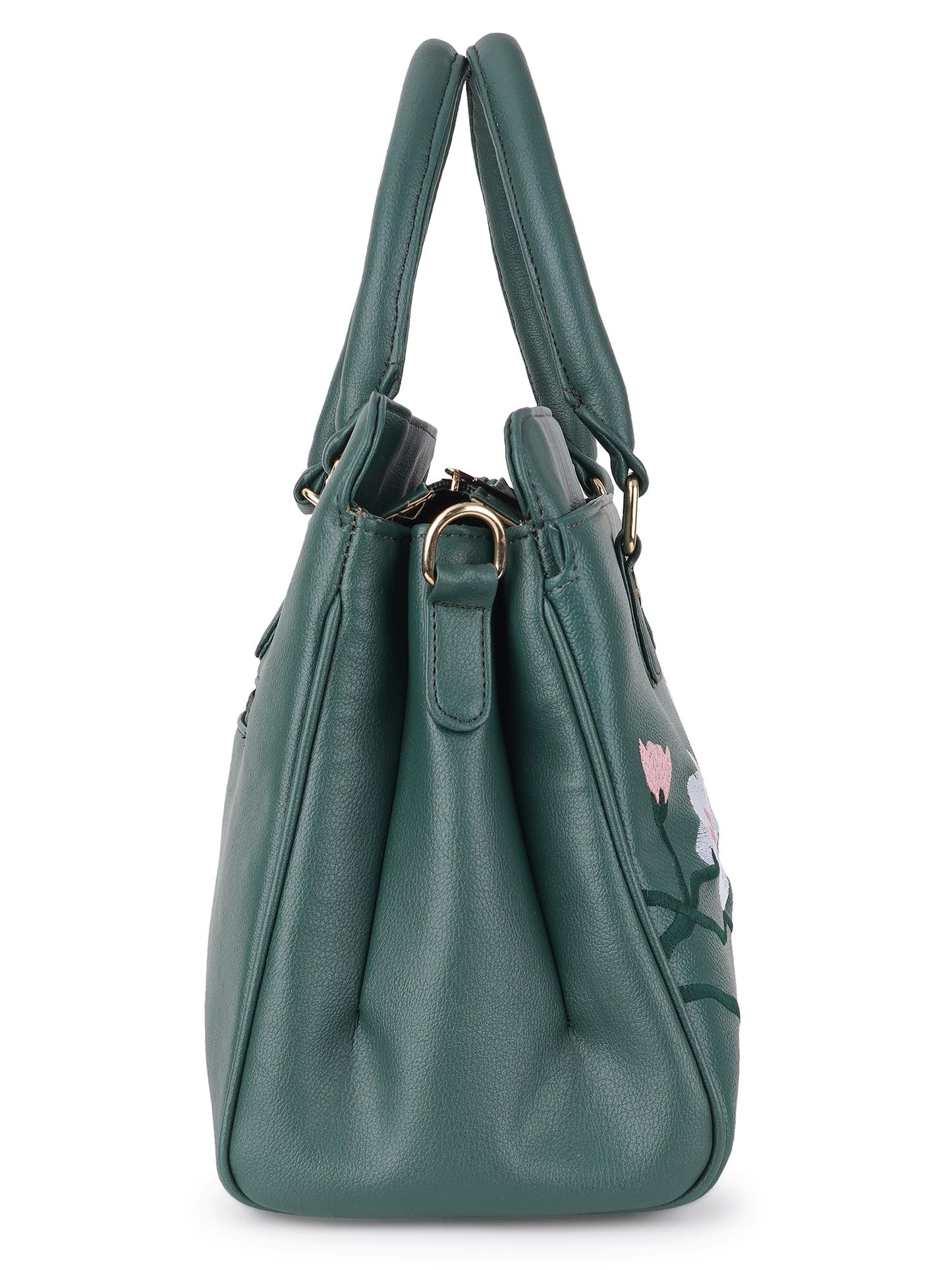 LAPIS O LUPO Flower Embroidery Women Handbag (Green)