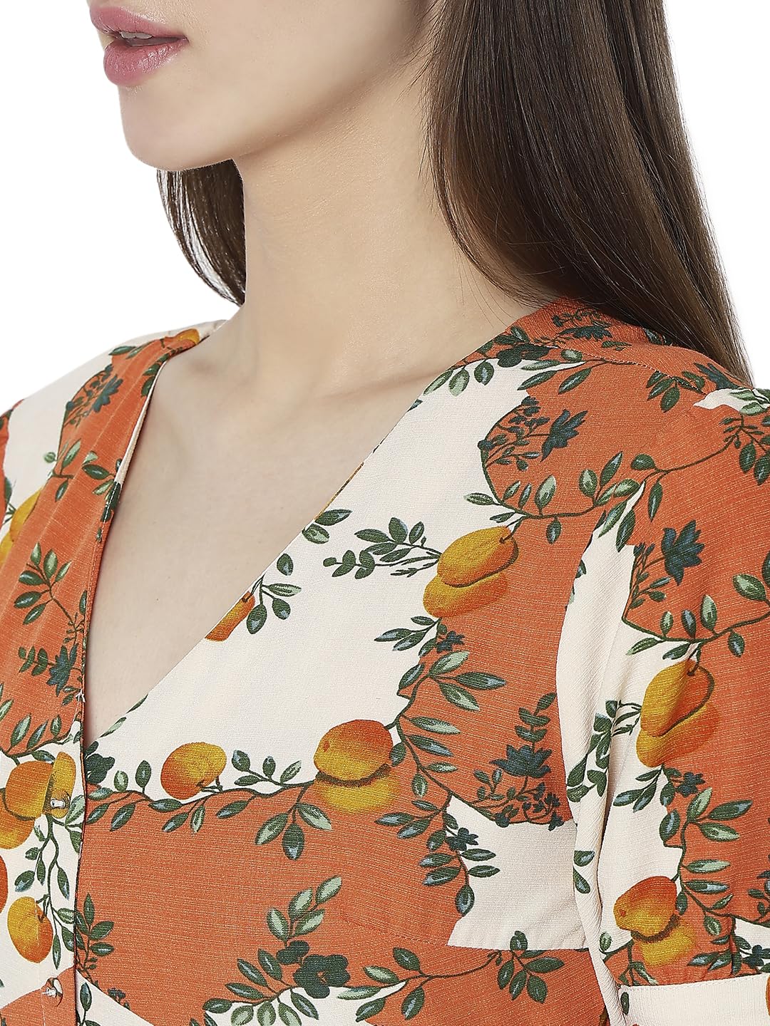 Vero Moda Women's Polyester Sheath Knee-Length Dress (10299470-Coral Gold_Coral M)