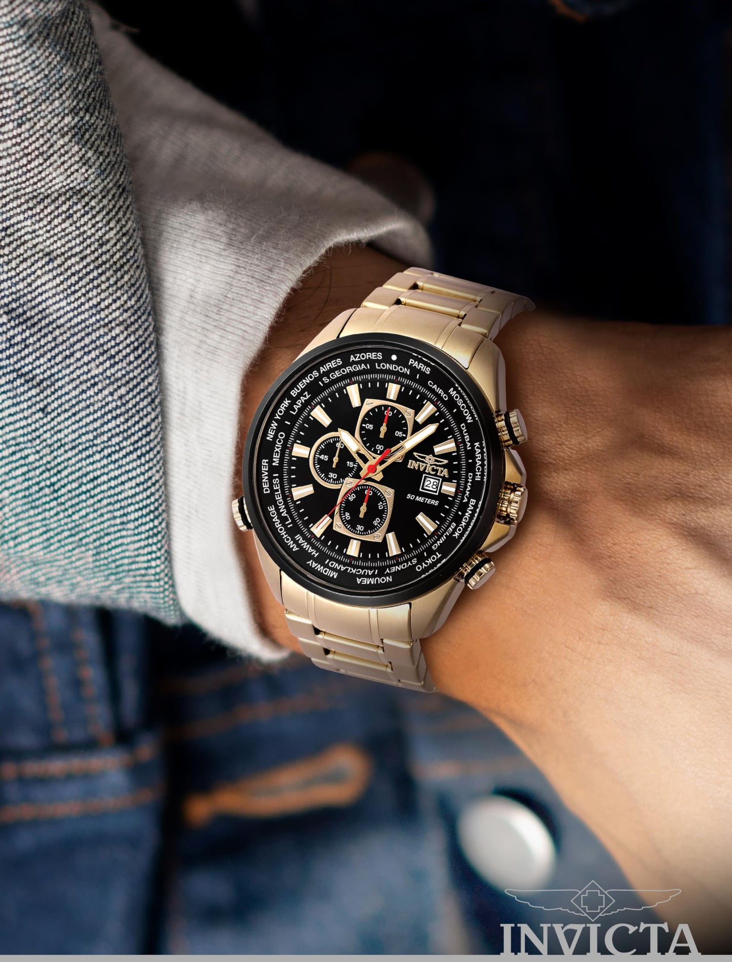 Invicta Aviator Quartz Black Dial Analog Watch for - Men 47819