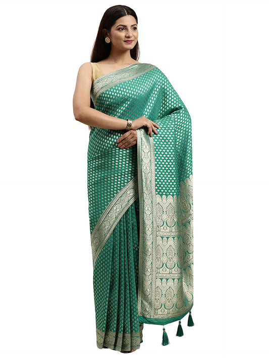 MOHEY Women's Ethnic Saree, All Over Boota, Border with Blouse Piece Traditional Womens Saree for Festival, Wedding, Party (Green)