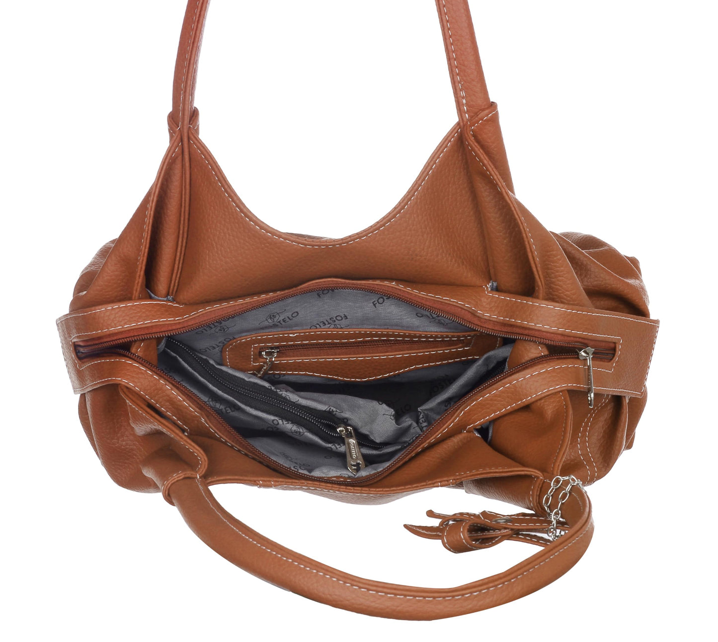 Fostelo Women's Style Diva Satchel Tote Handbag for Women | Tote Bag for Work | Ladies Purse | Stylish Shoulder Bag | Gift For Women | Tan