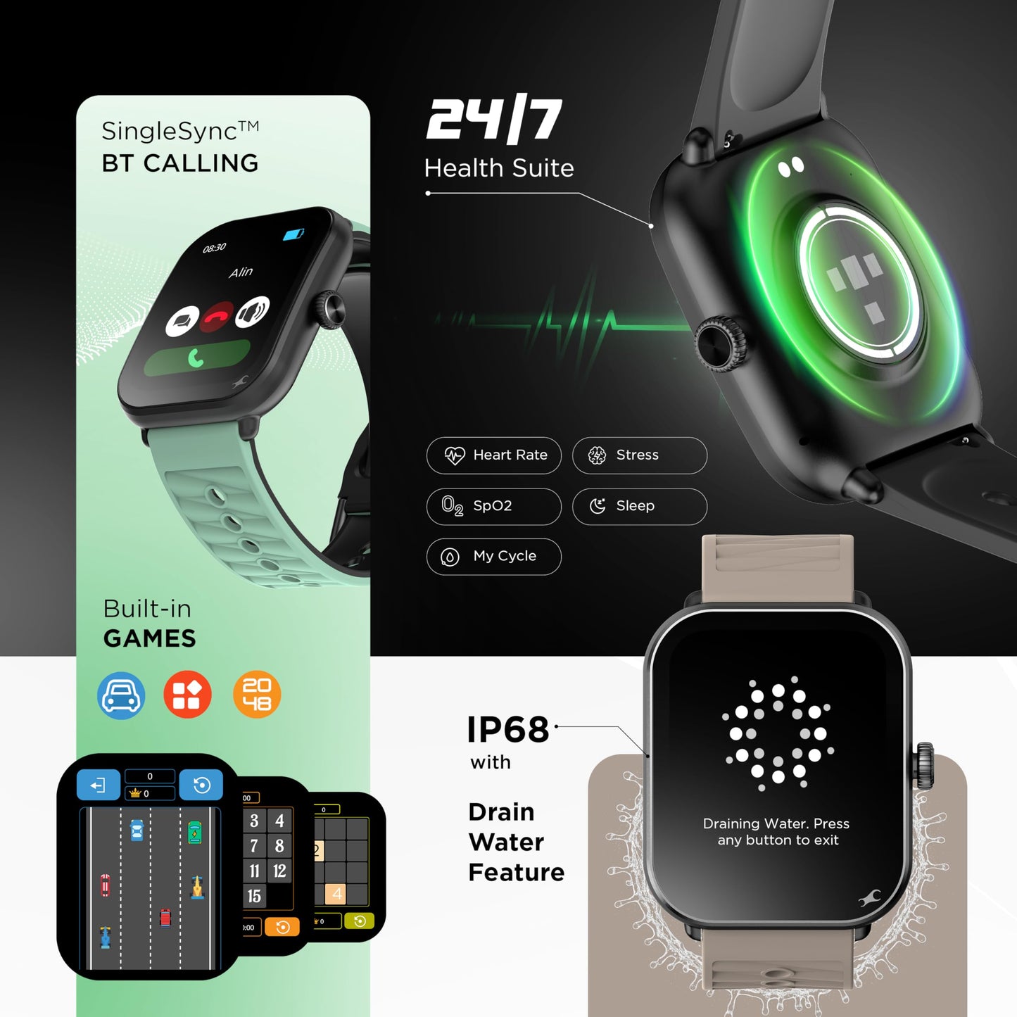 Fastrack MYND 1.93” AMOLED Display Smart Watch for Men & Women with AI Watch Faces,AI Chat,Offline Voice Commands,Curved Metallic Design,Functional Crown,BT Calling, Health Suite,100+ multisport modes