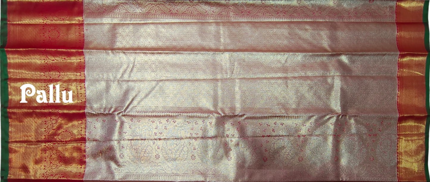 VFCollections Women's Kanchipuram Silk Pure Pattu Sarees With Blouse (VFC525-1)