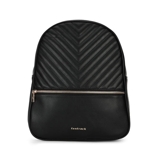 Quilted Faux Leather Backpack for Women | Minimalist Everyday Bag with Zipper Closure, Inner Organizer Pockets & Padded Straps | Stylish Black Backpack for College, Travel & Daily Use