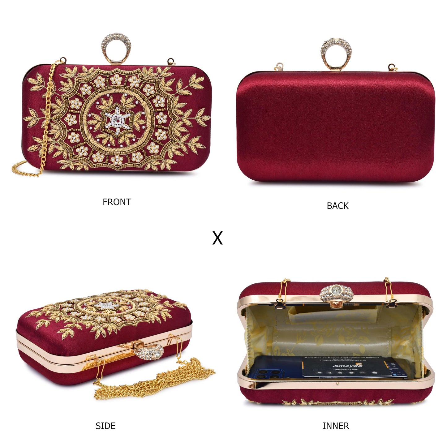 For The Beautiful You Embroidered Women's Ring Clutch (Cherry)