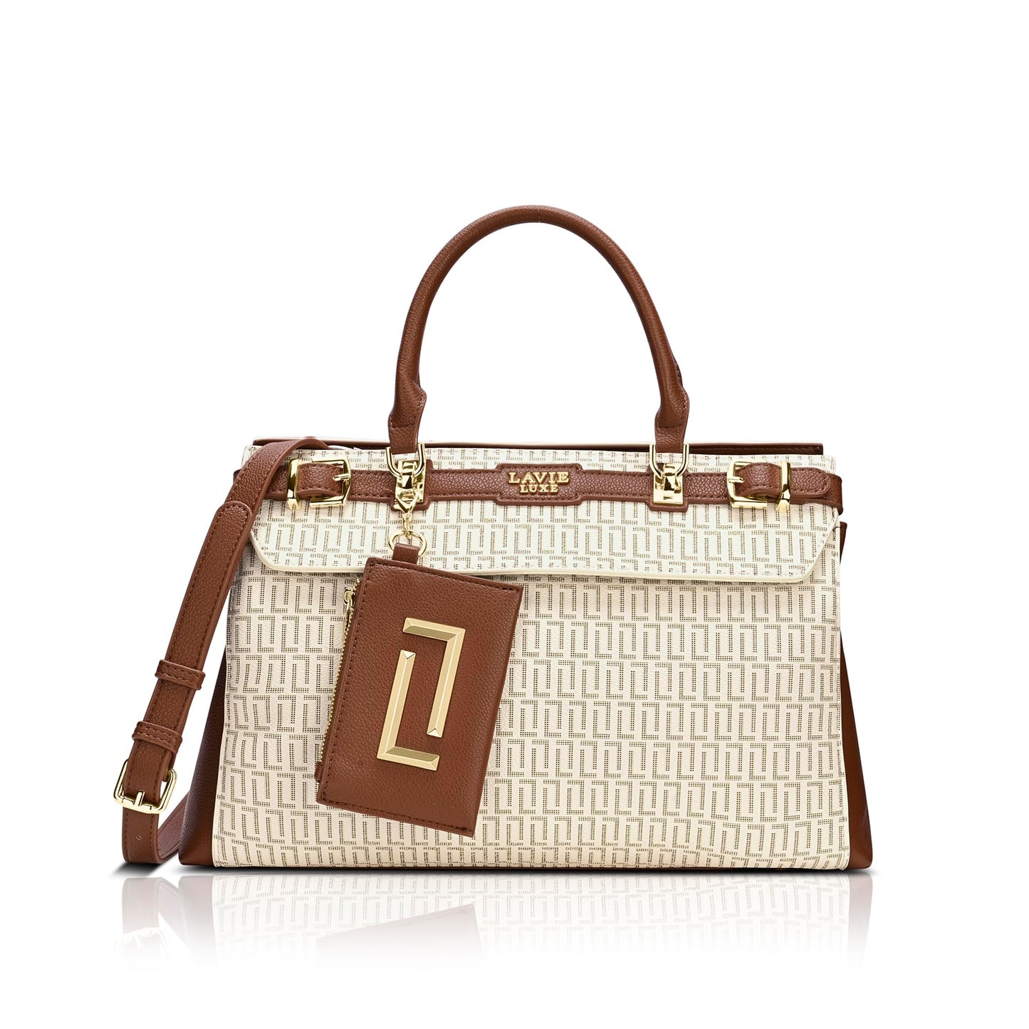 Lavie Luxe Women's Monogram Cindy Horizontal Satchel Bag | Satchel Handbag For Work | Ladies Purse | Stylish Shoulder Bag | Gift For Women