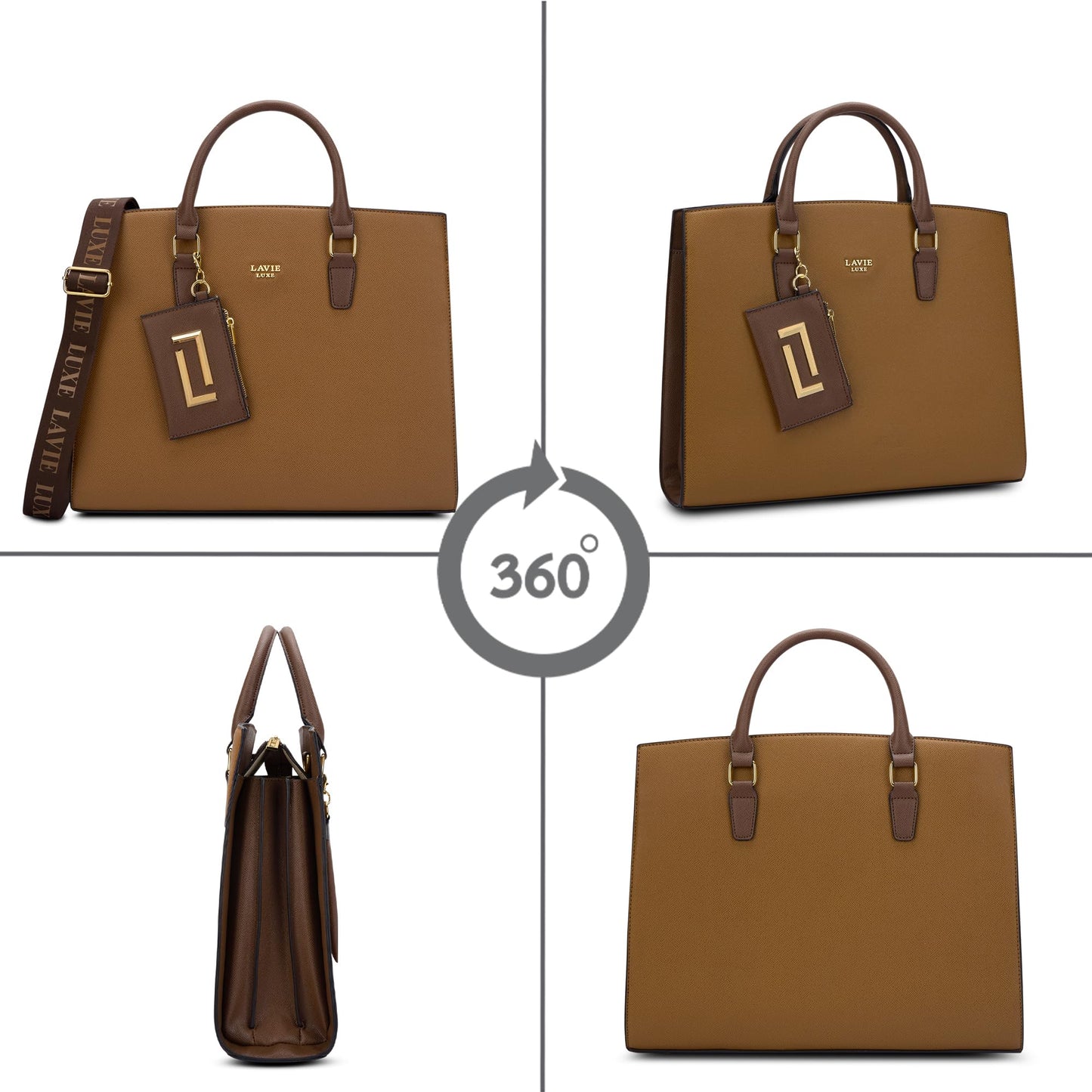 Lavie Luxe Duo Eliza Large Solid Tonal Satchel Laptop Bag for Women | Fits Upto 15 Inch Laptop | Laptop Handbag for Work | Ladies purse | Stylish Shoulder Bag | Ladies Gift