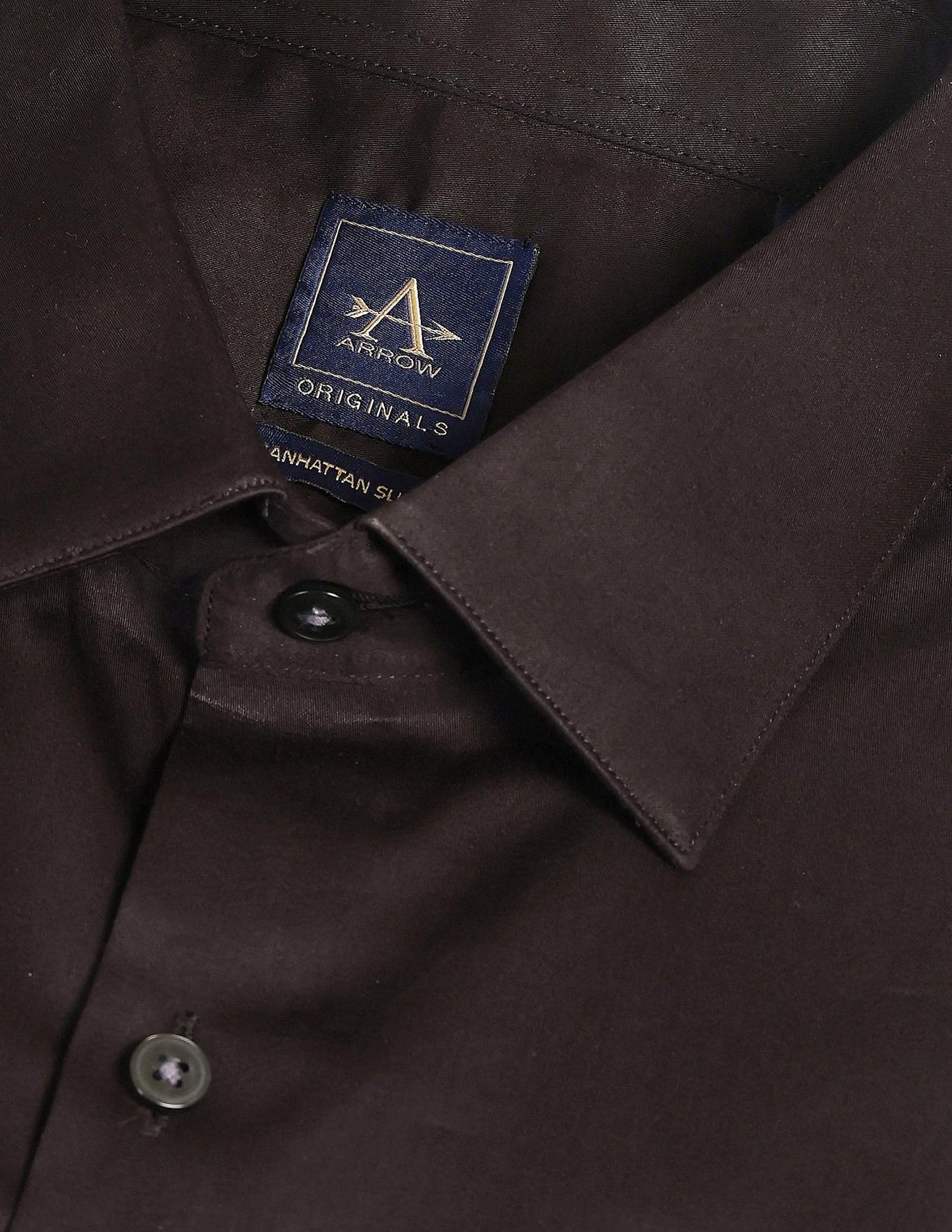 Arrow Men's Brown Solid - Cutaway Collar Full Sleeves Formal Shirt with Chest Pocket | Cotton Fabric | Slim Fit