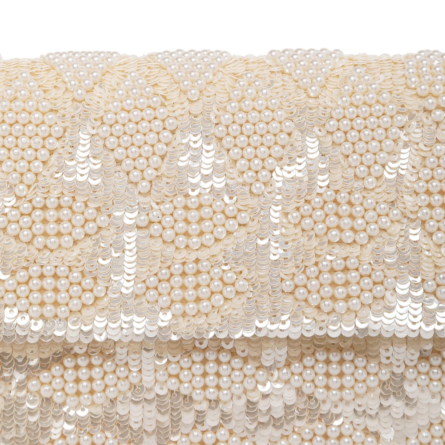 Peora Cream Clutch Purses for Women Wedding Handmade Evening Handbags Party Bridal Clutch (C54CRM)