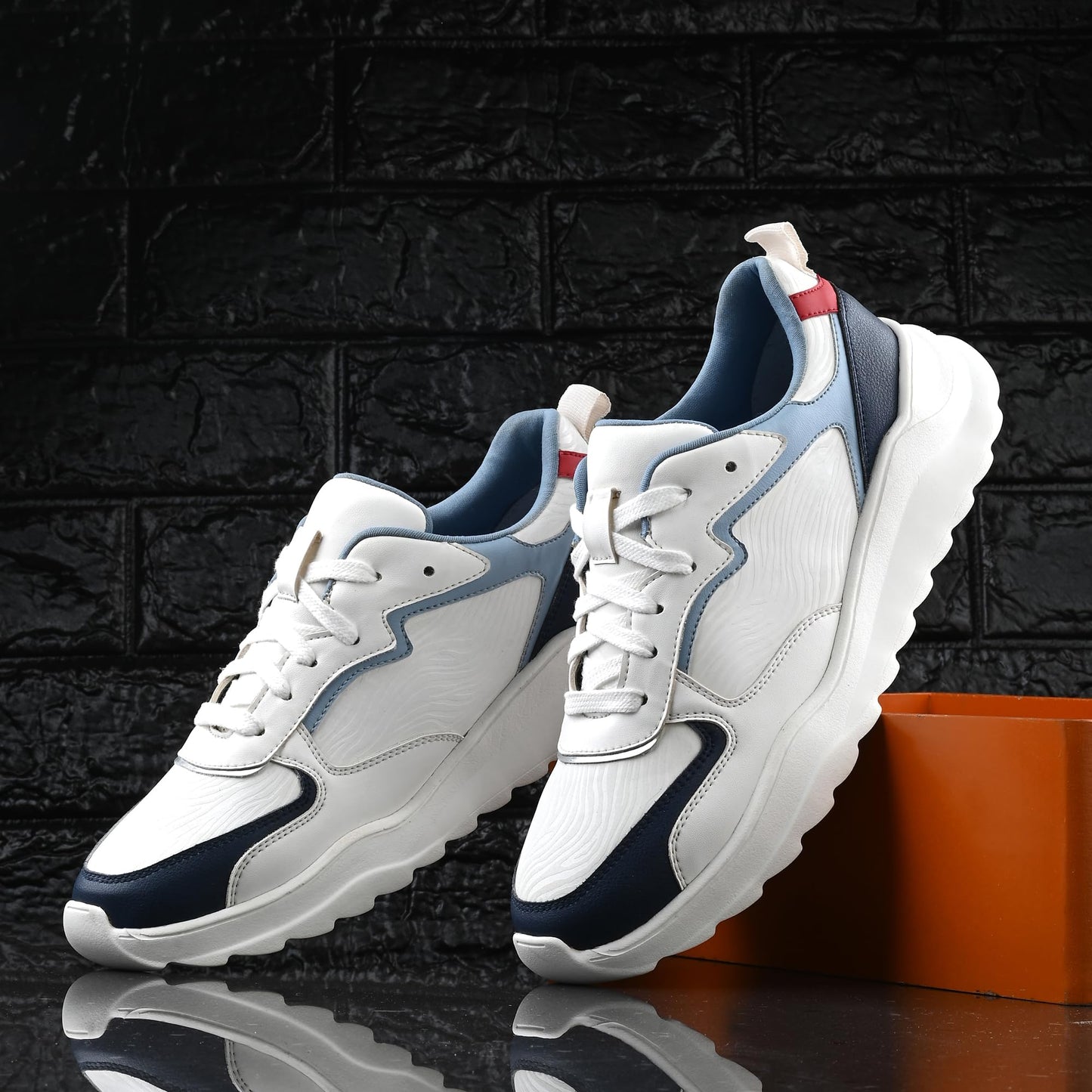 Cruiser Men's Dexter White-Blue Chunky Sneakers_11 UK (2513-2)