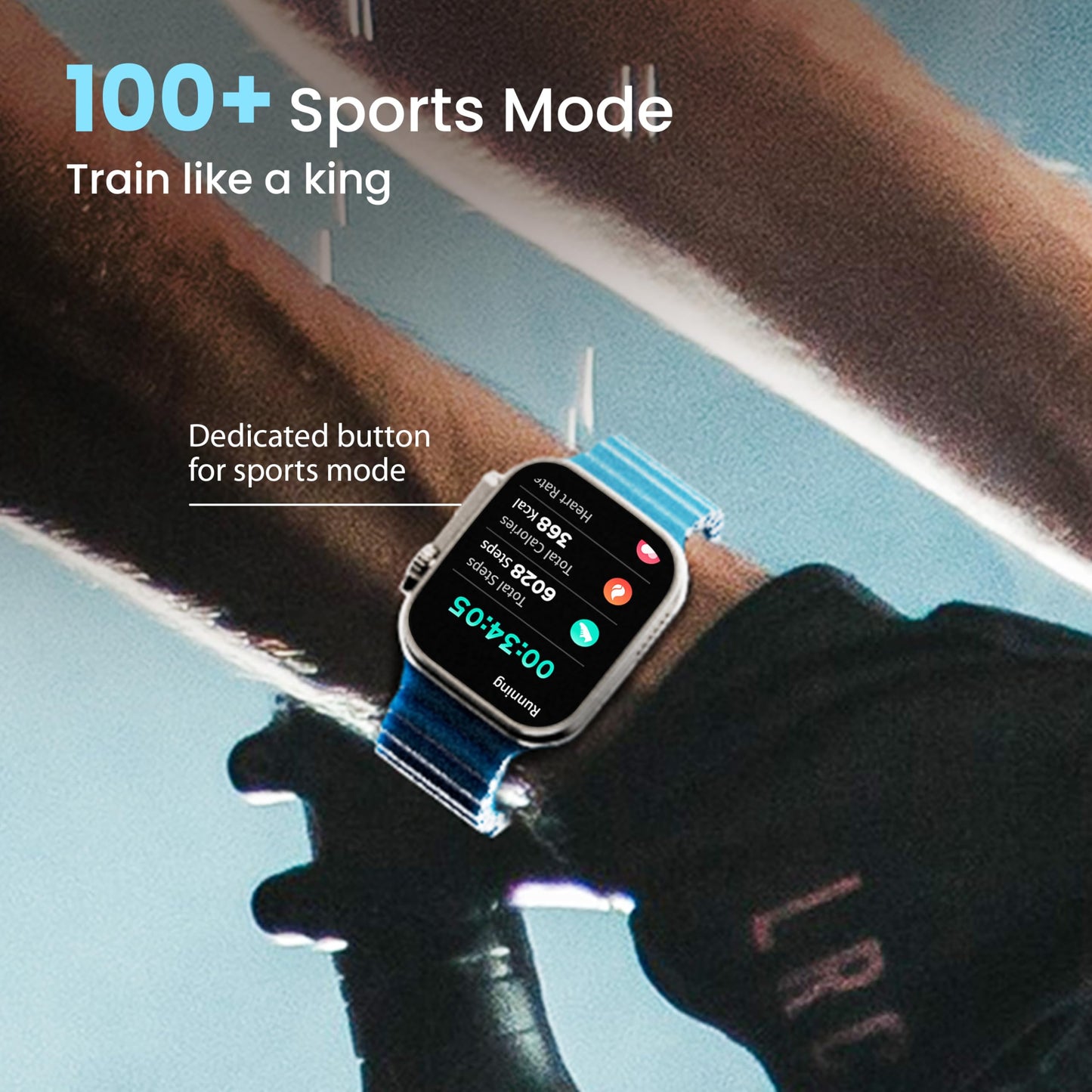 GOBOULT Newly Launched Crown Smart Watch 1.95'' Screen, BT Calling, Working Crown, Zinc Alloy Frame, 900 Nits Brightness, AI Voice Assistant, SpO2 Monitoring, 120+ Sports Mode (Denim Blue)