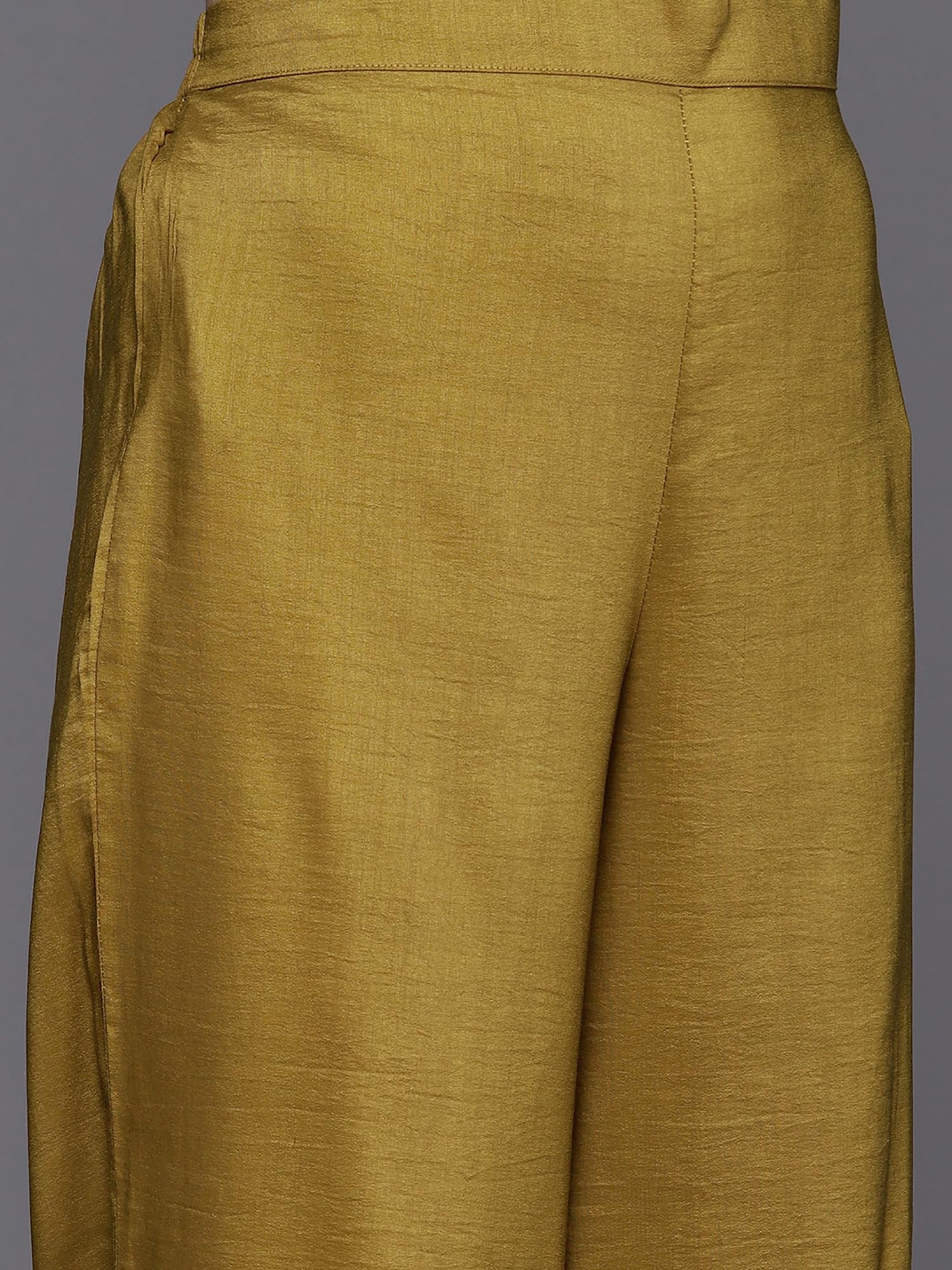 INDO ERA Silk Blend Mustard Straight Embroidered Kurta Pant with Dupatta Set for Women (Kh9Mt7107_X-Small)