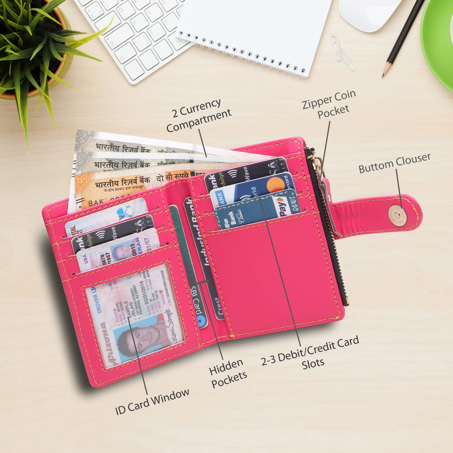 TnW Small Women's Wallet -PU Leather Multi Wallets | Credit Card Holder | Coin Purse Zipper -Small Secure Card Case/Gift Wallet for Women and Girls