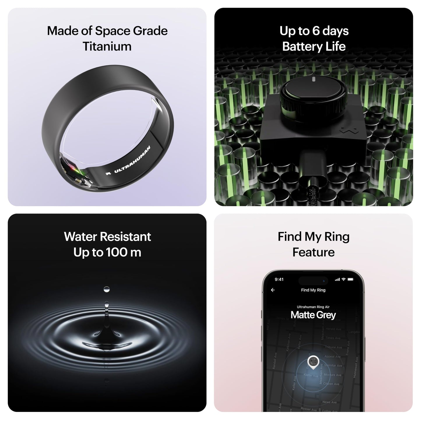 ULTRAHUMAN Ring AIR-Smart Ring Activity Tracker, Size First Sizing Kit,Sleep Tracker,Smart Ring for Men/Women,Fitness Tracker (Matte Grey, 9)