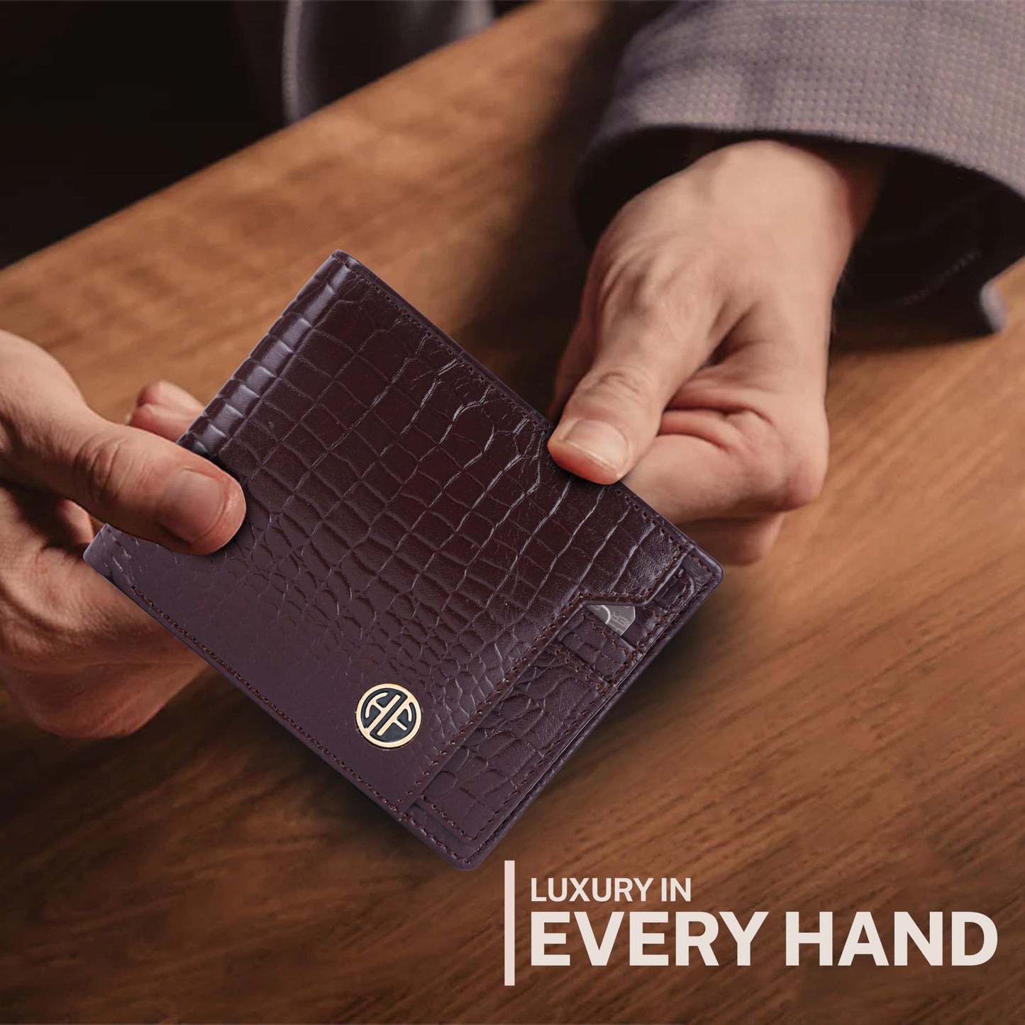 HAMMONDS FLYCATCHER Wallet for Men Leather Original, Mens Wallet, Leather Wallets for Men Stylish, Bi-Fold Wallets for Man, 6 Card Slots, Easy Access Card Slots, Coin Pocket, Mens Gift - Croc Redwood