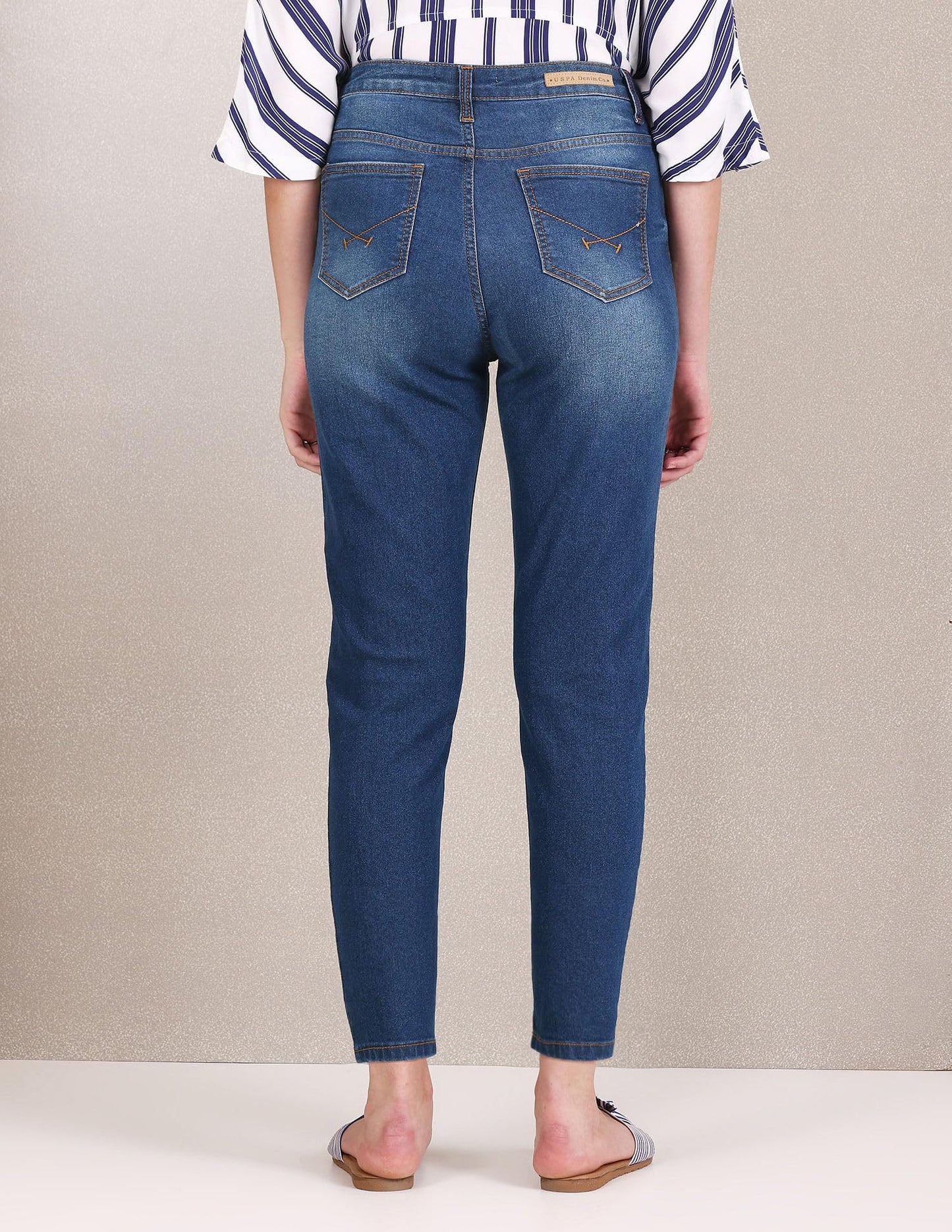 U.S. POLO ASSN. Women's High Rise Slim Fit Jeans (UWSS23JN025_Blue_36)